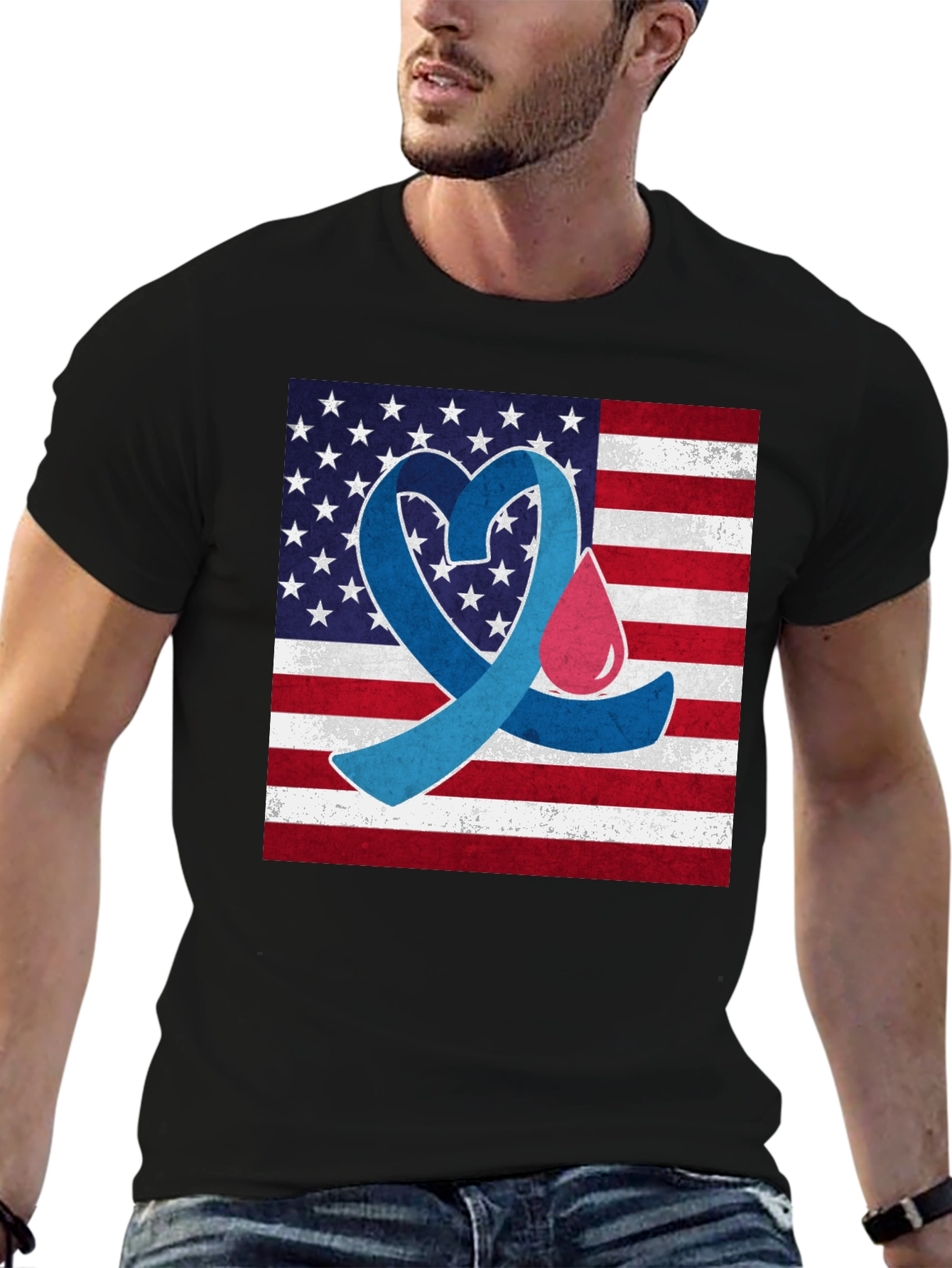 American Flag Diabetes Awareness T-Shirt