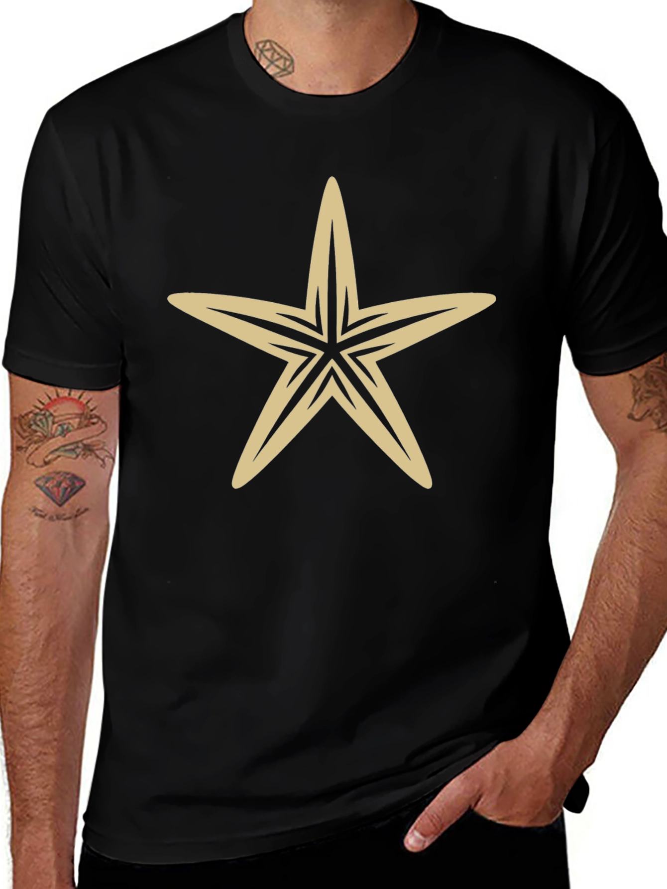 Starfish Graphic Tee - Black Cotton Blend Shirt