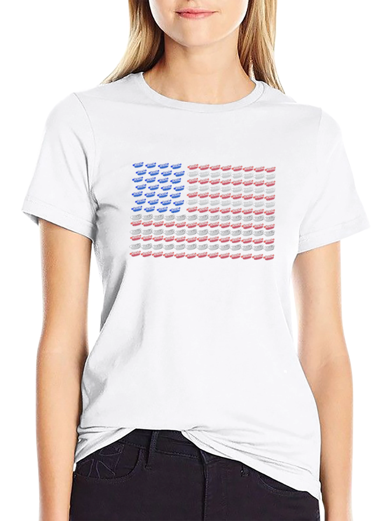 American Flag Hotdog Graphic T-Shirt