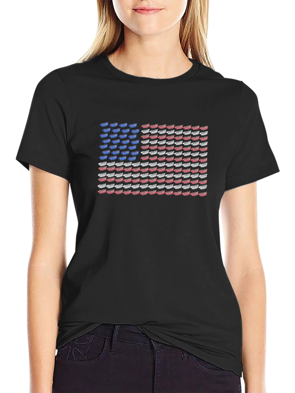 American Flag Hotdog Graphic T-Shirt