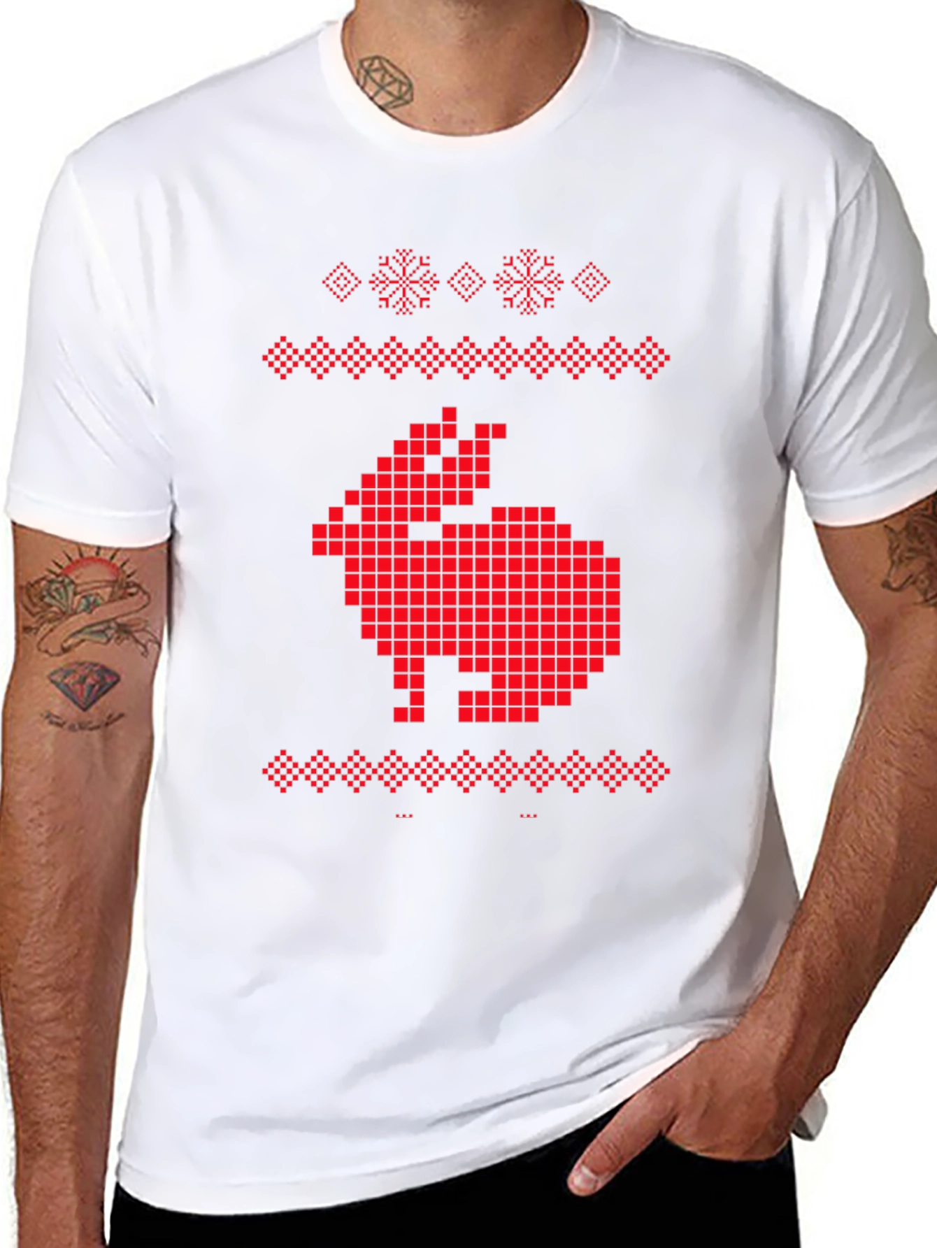Pixelated Rabbit Knit Style Graphic Tee