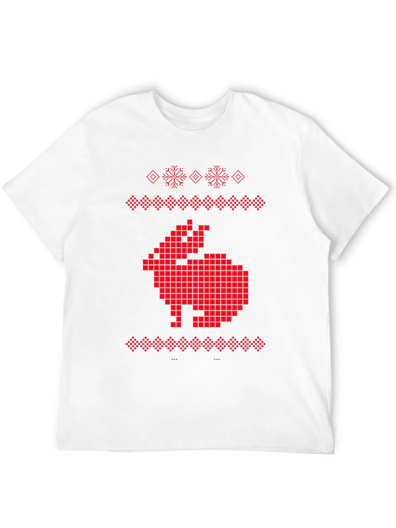 Pixelated Rabbit Knit Style Graphic Tee