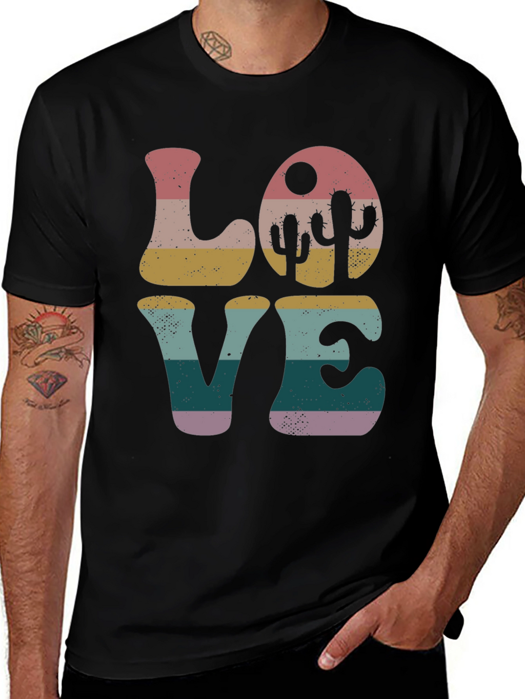 Retro Desert Love T-Shirt - Trendy Cactus Design