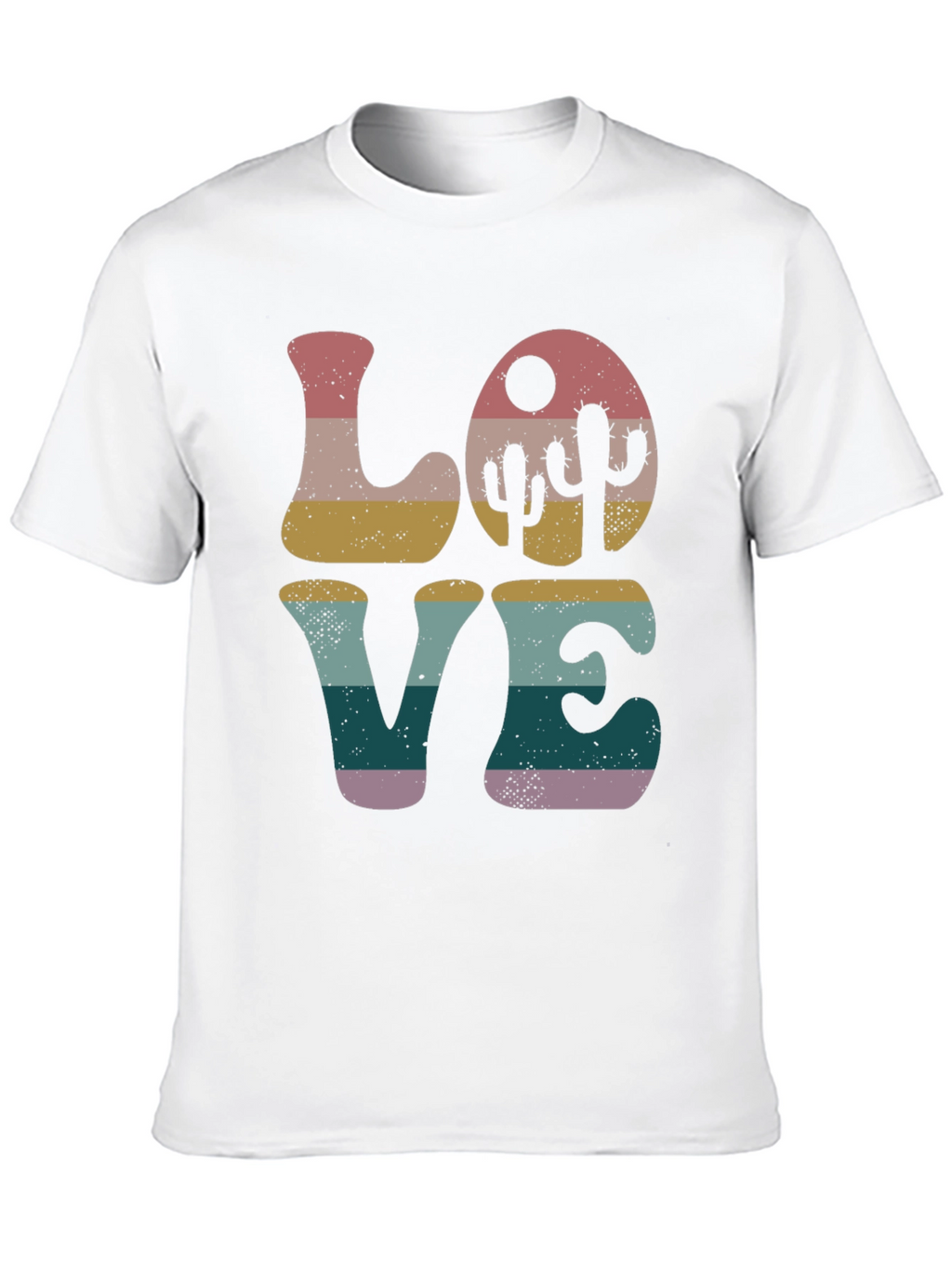 Retro Desert Love T-Shirt - Trendy Cactus Design