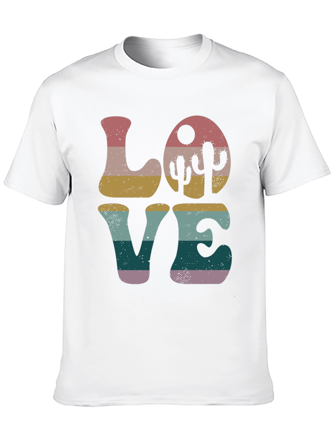 Retro Desert Love T-Shirt - Trendy Cactus Design