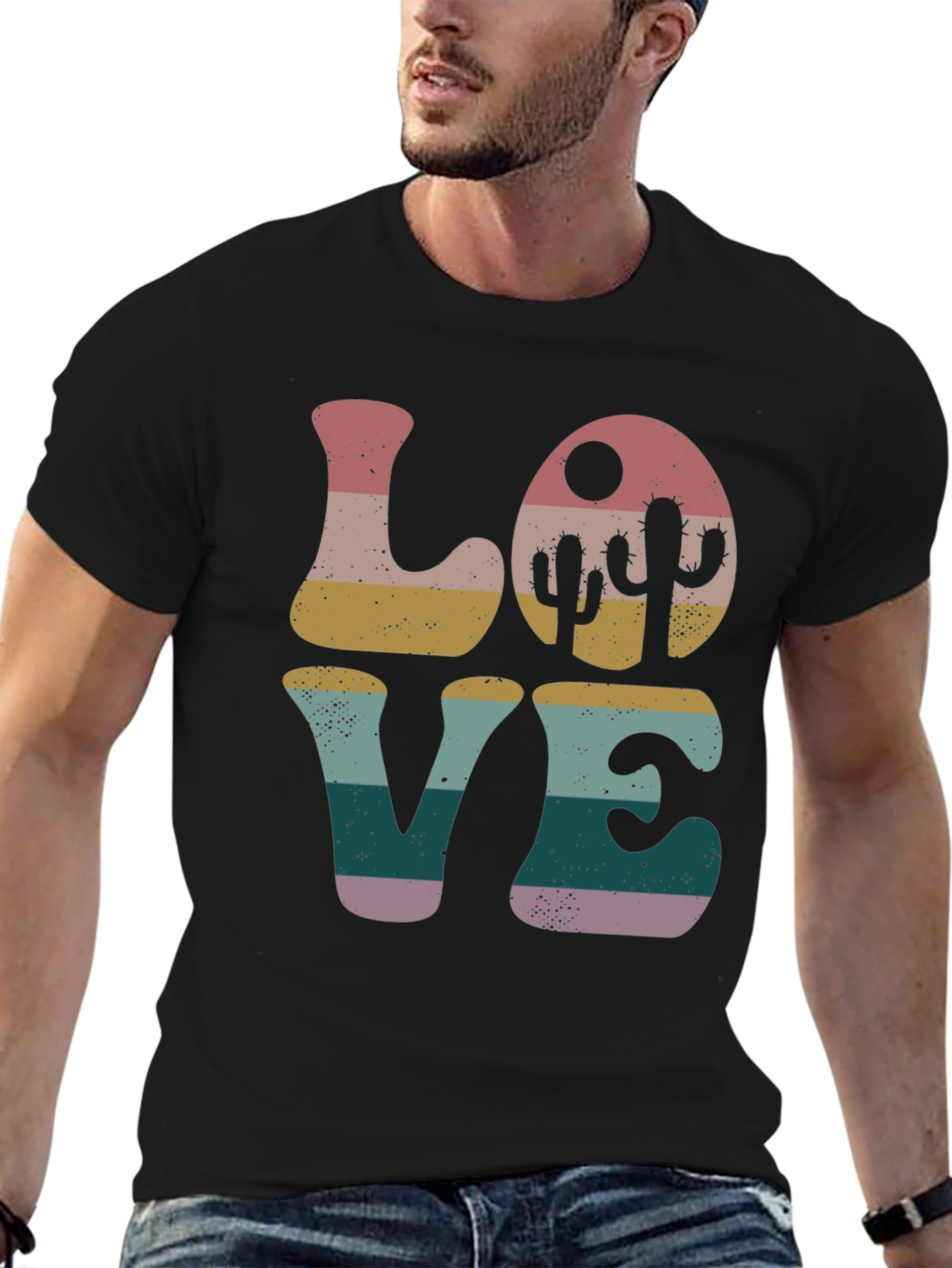Retro Desert Love T-Shirt - Trendy Cactus Design