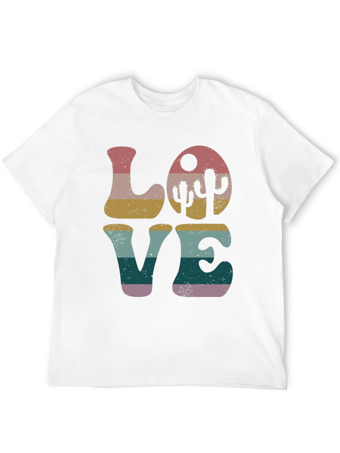 Retro Desert Love T-Shirt - Trendy Cactus Design