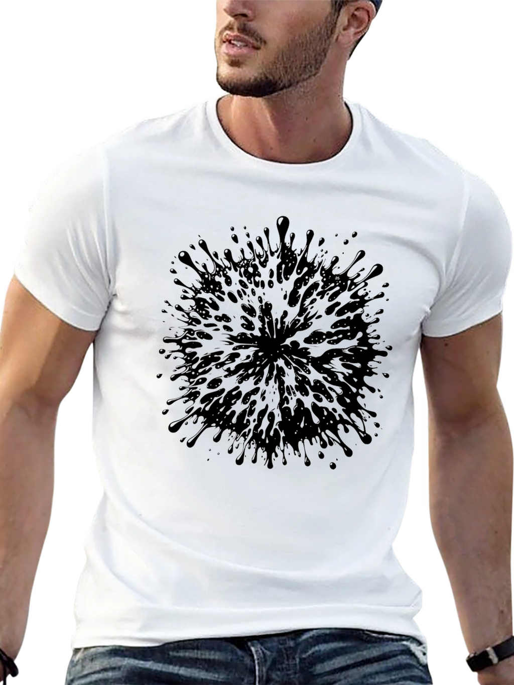 Abstract Splatter Black T-Shirt