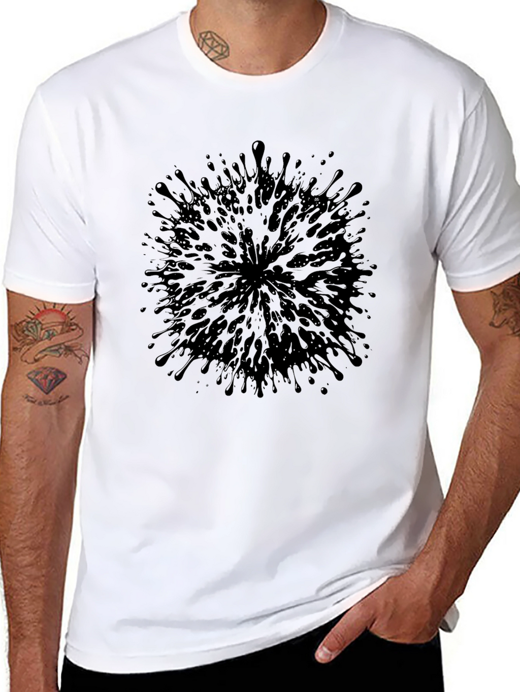 Abstract Splatter Black T-Shirt