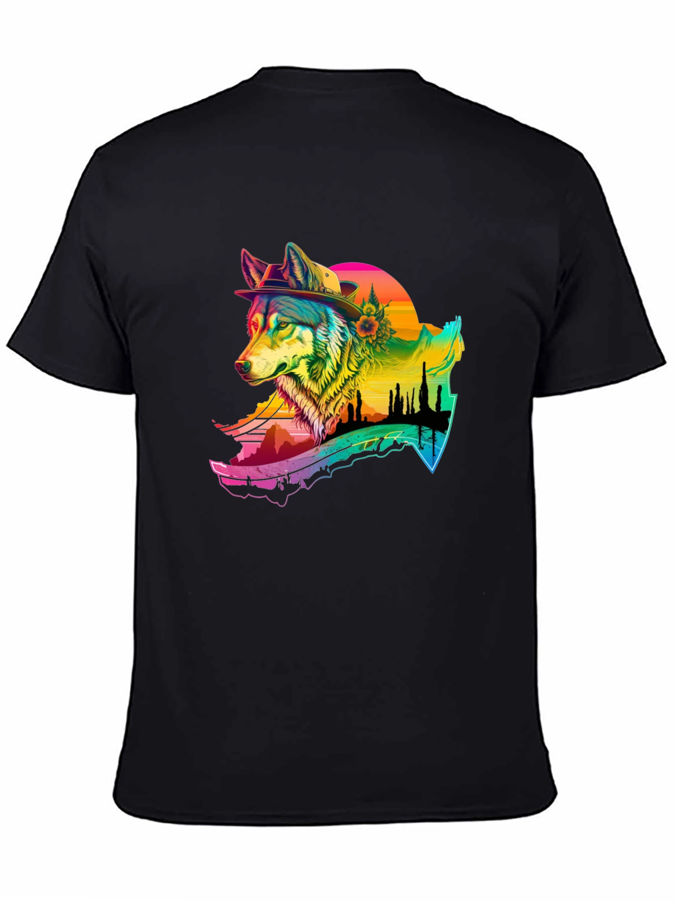 Rainbow Wolf Graphic T-Shirt - Stylish Menswear