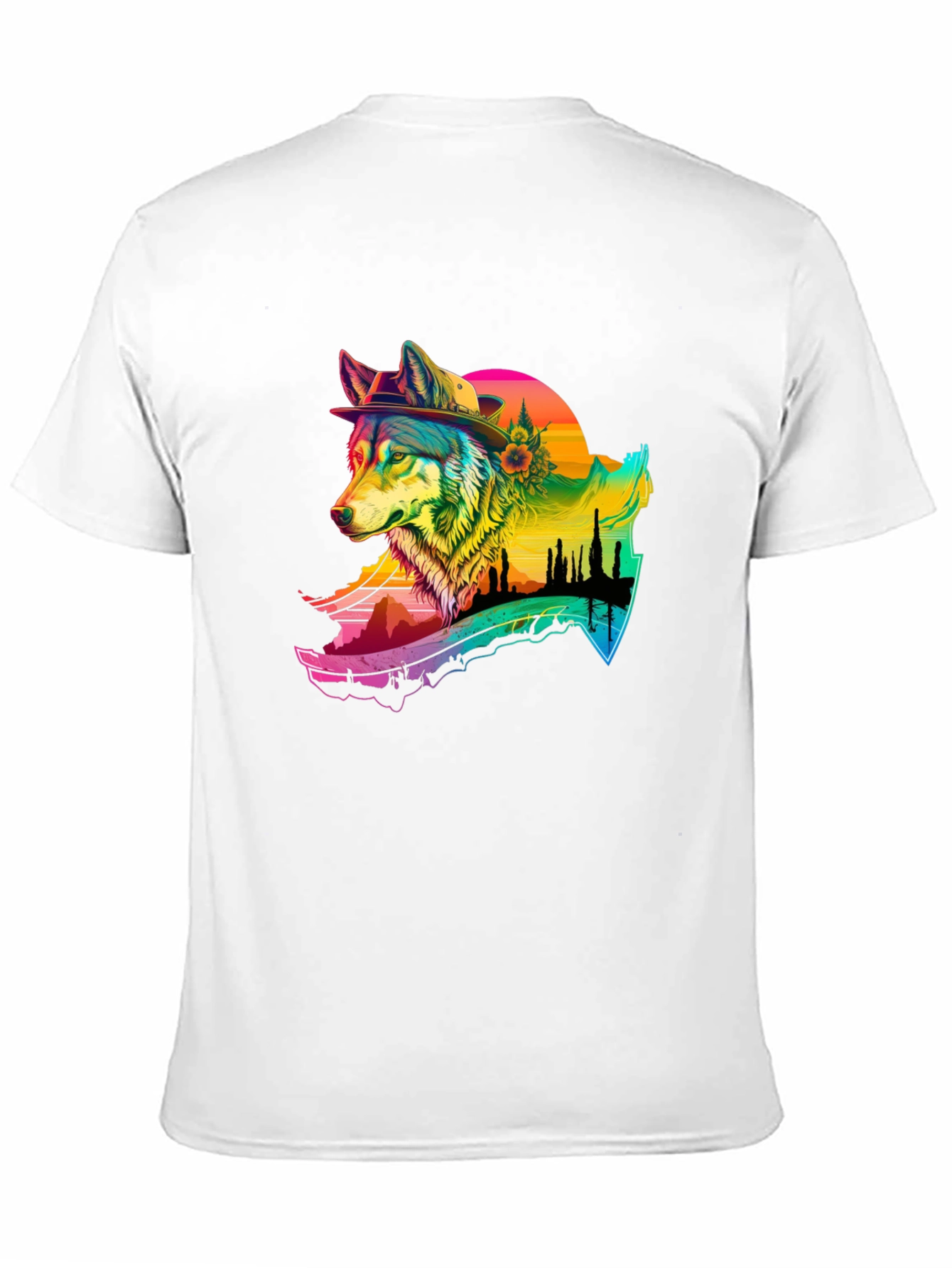Rainbow Wolf Graphic T-Shirt - Stylish Menswear