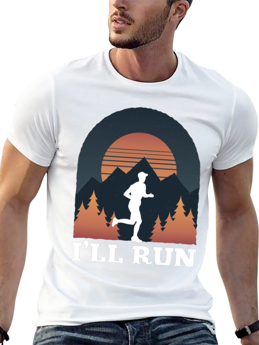 Ill Run T-Shirt Mountain Sunset Design