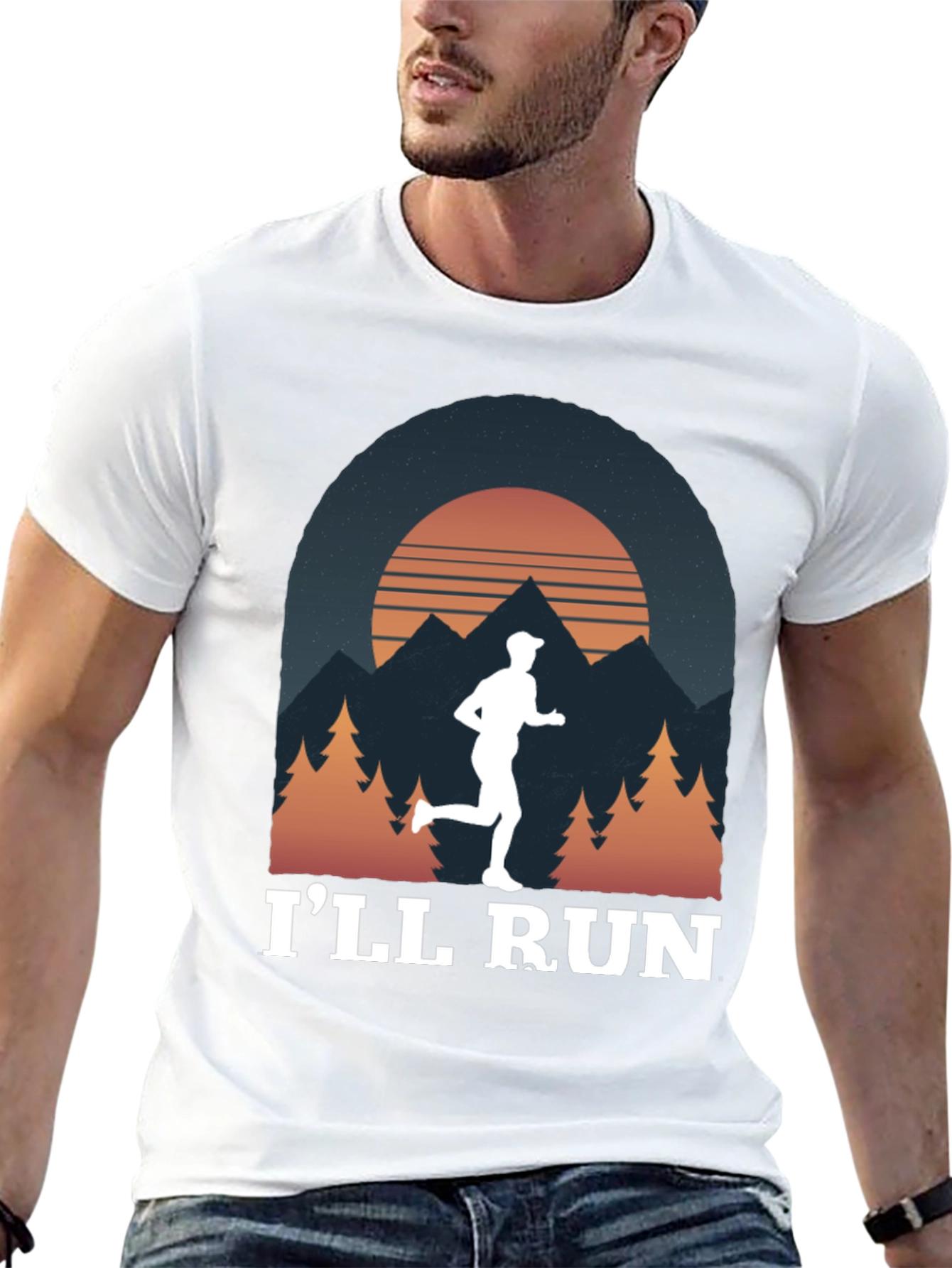Ill Run T-Shirt Mountain Sunset Design