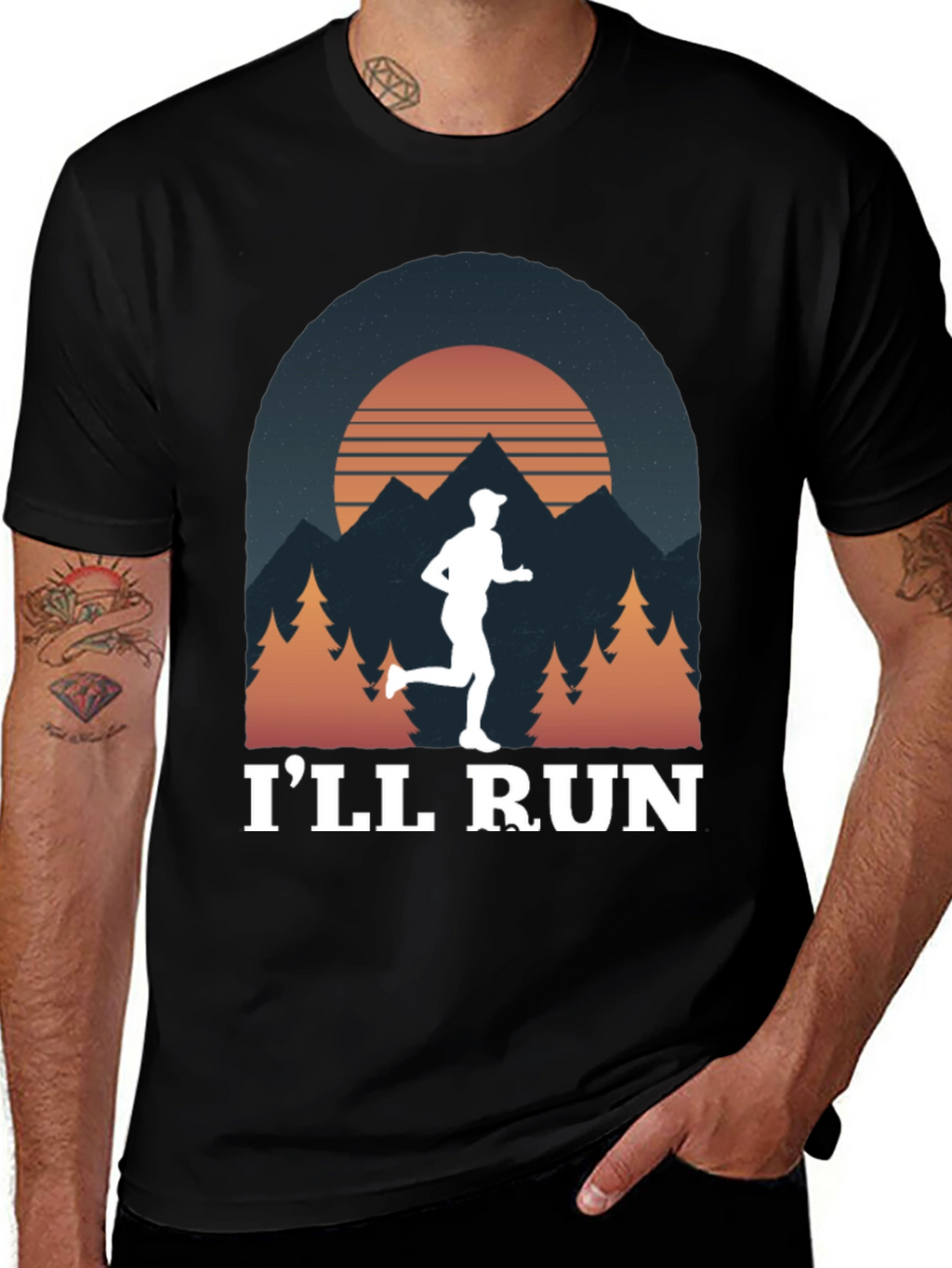 Ill Run T-Shirt Mountain Sunset Design