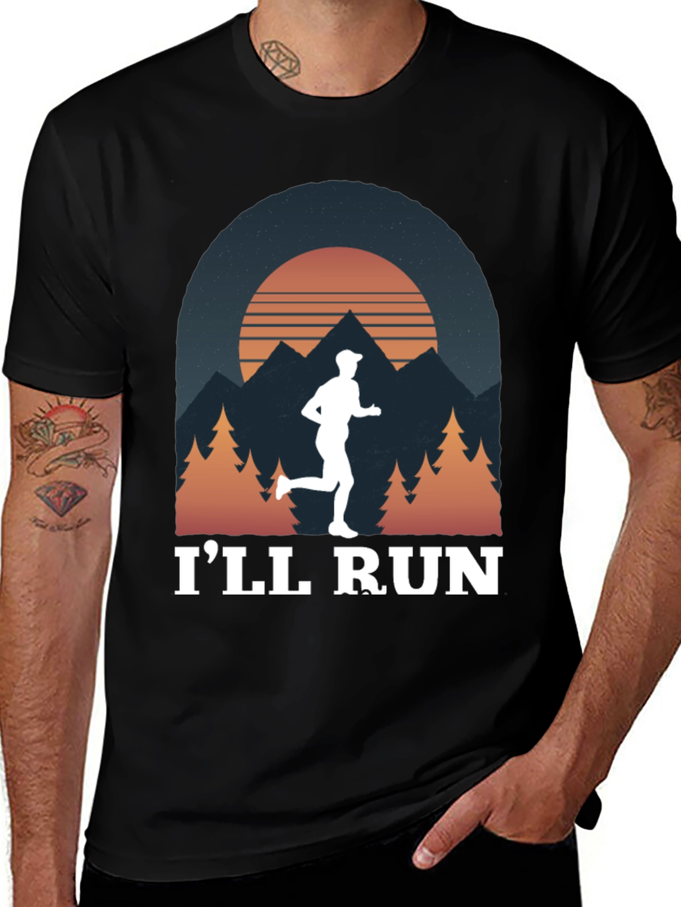 Ill Run T-Shirt Mountain Sunset Design