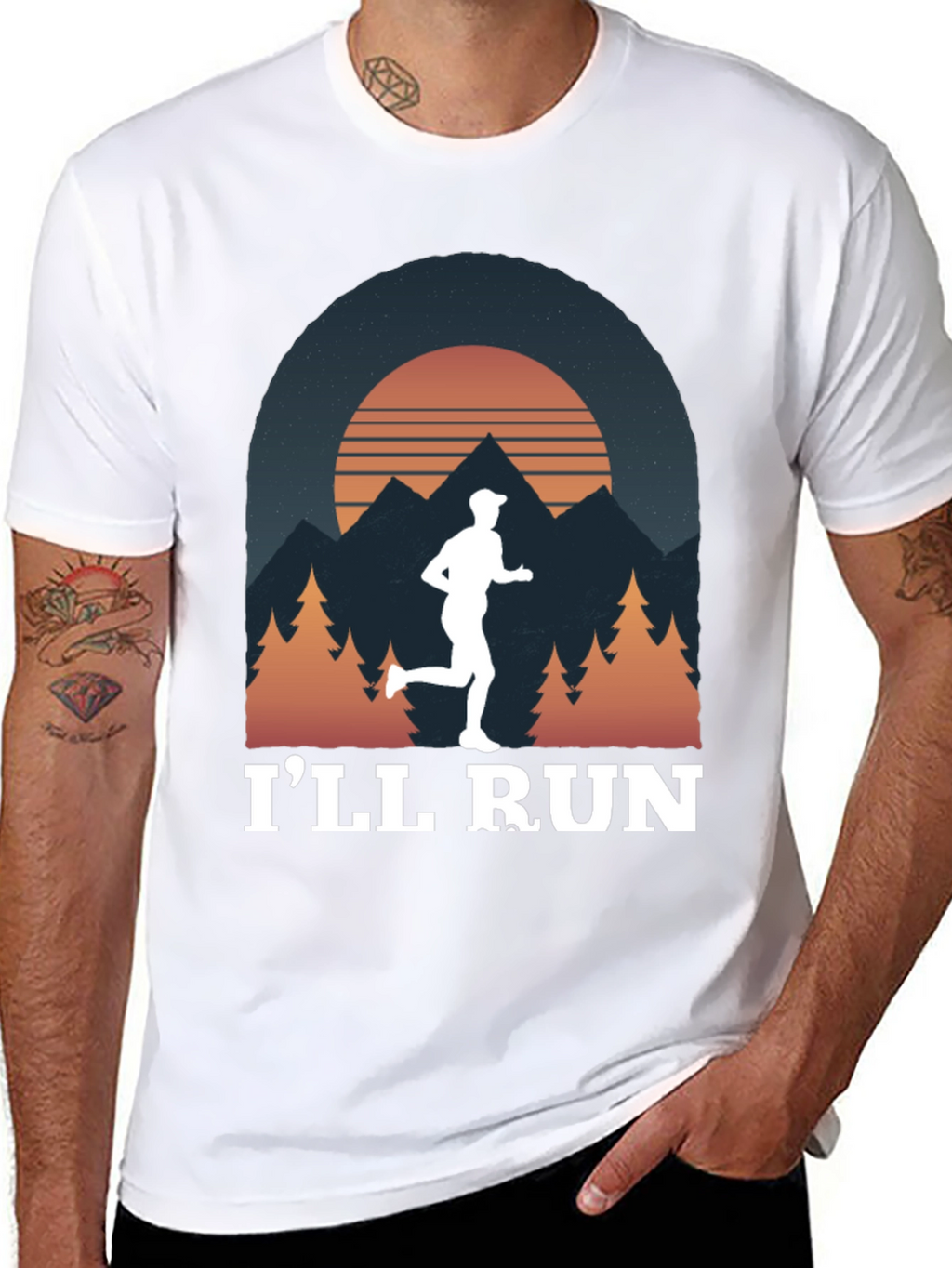 Ill Run T-Shirt Mountain Sunset Design