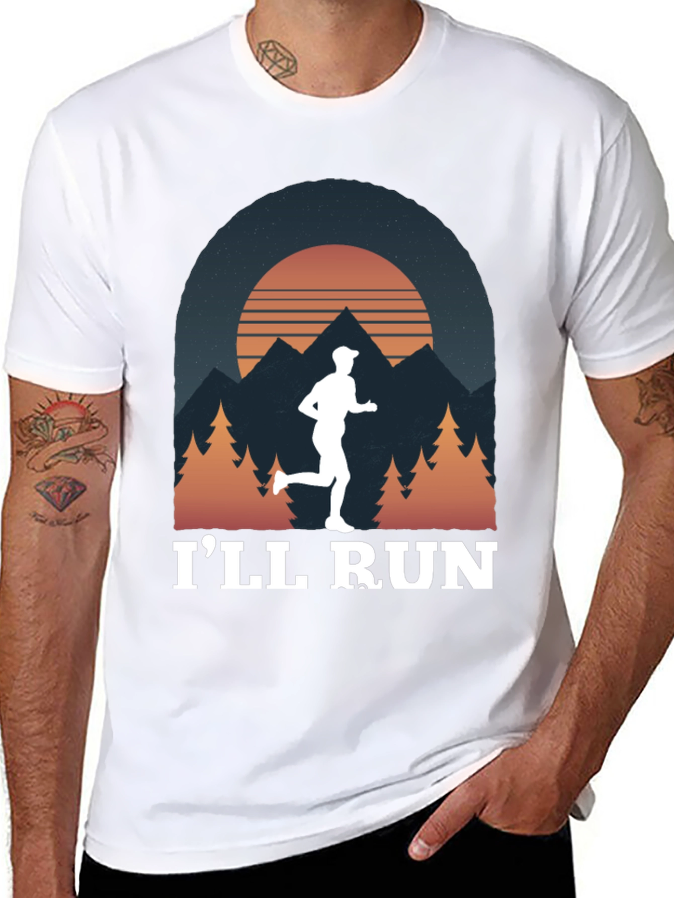 Ill Run T-Shirt Mountain Sunset Design