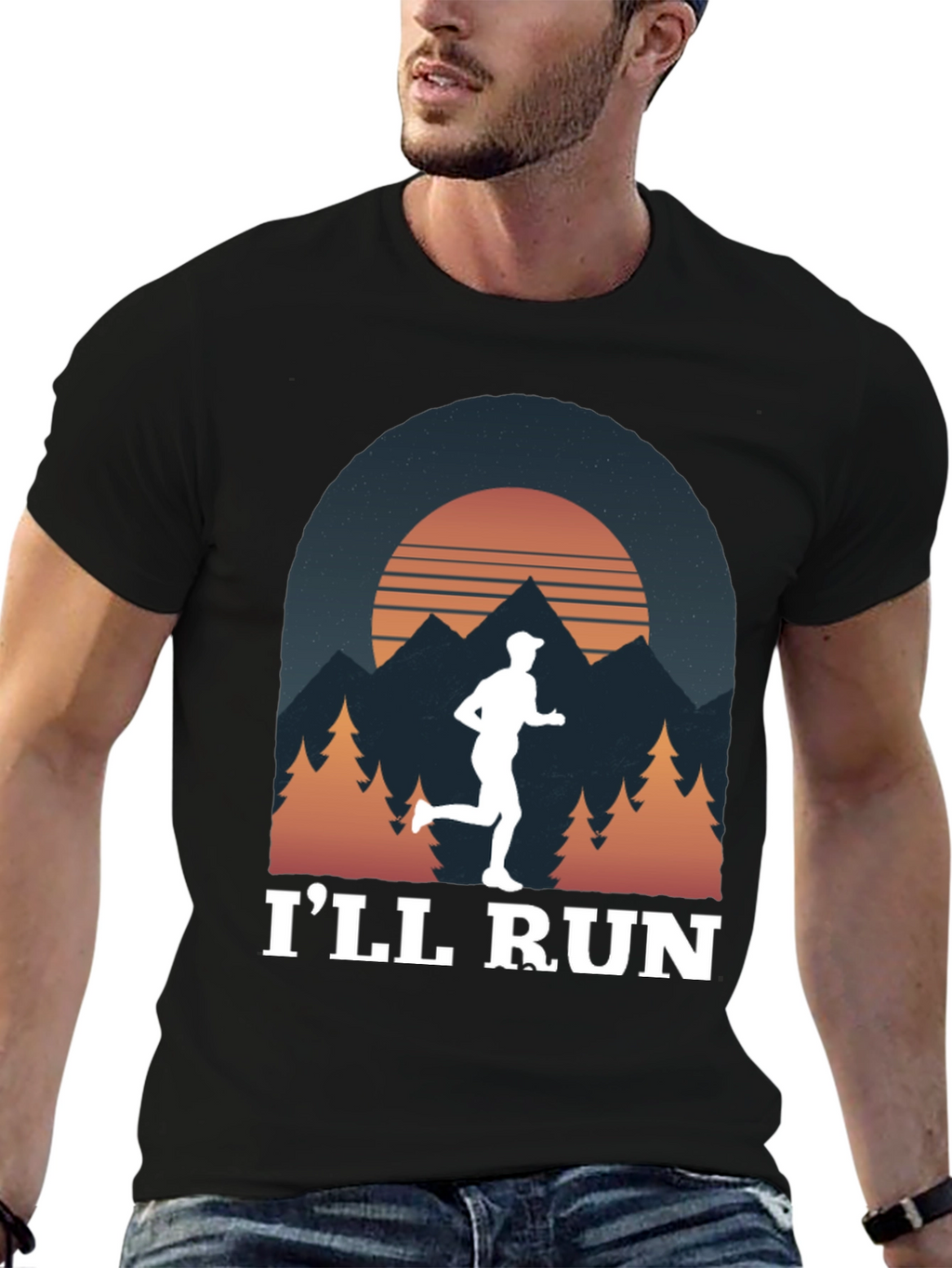 Ill Run T-Shirt Mountain Sunset Design