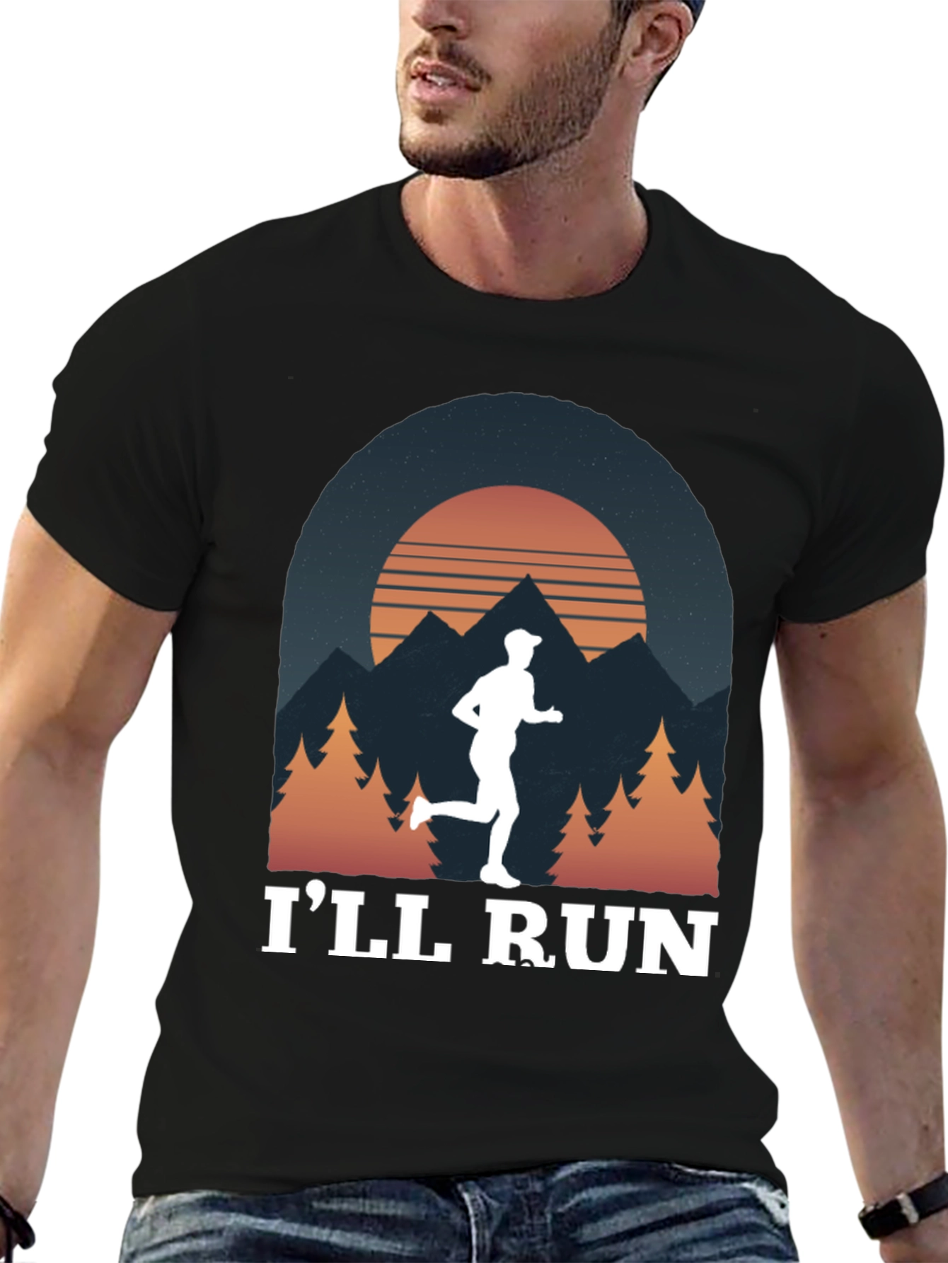 Ill Run T-Shirt Mountain Sunset Design