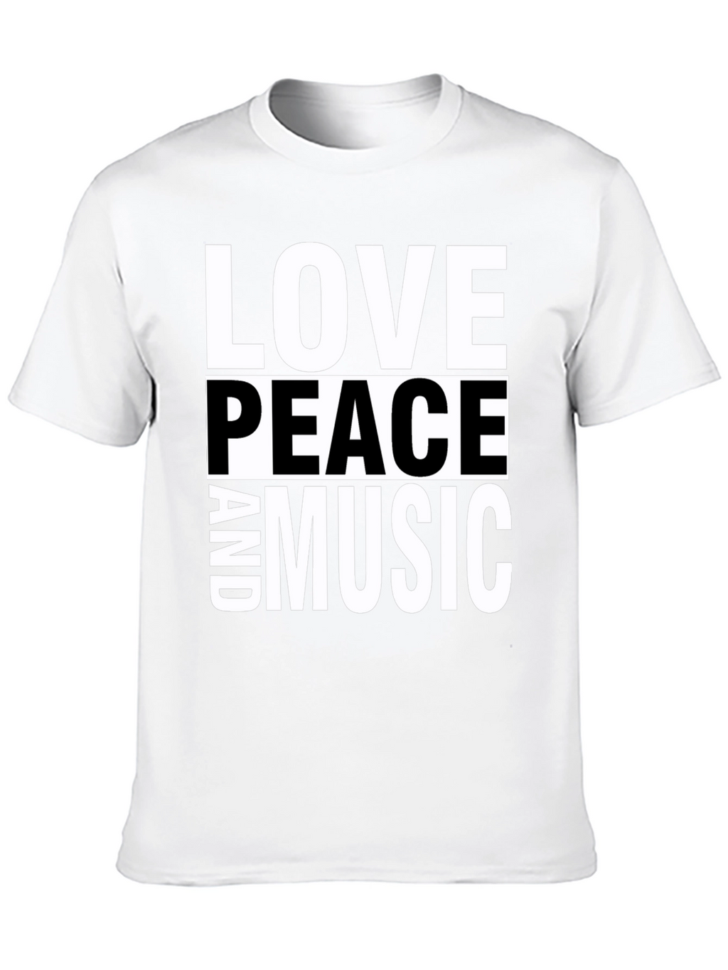 Love Peace and Music Black Graphic T-Shirt