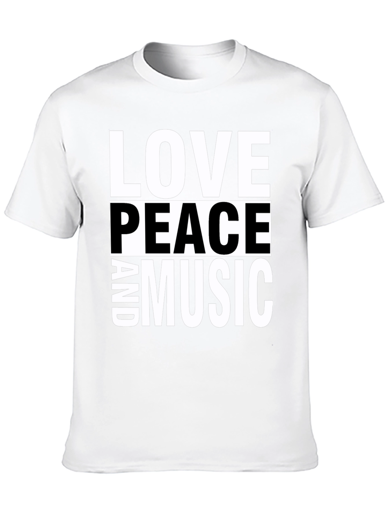 Love Peace and Music Black Graphic T-Shirt