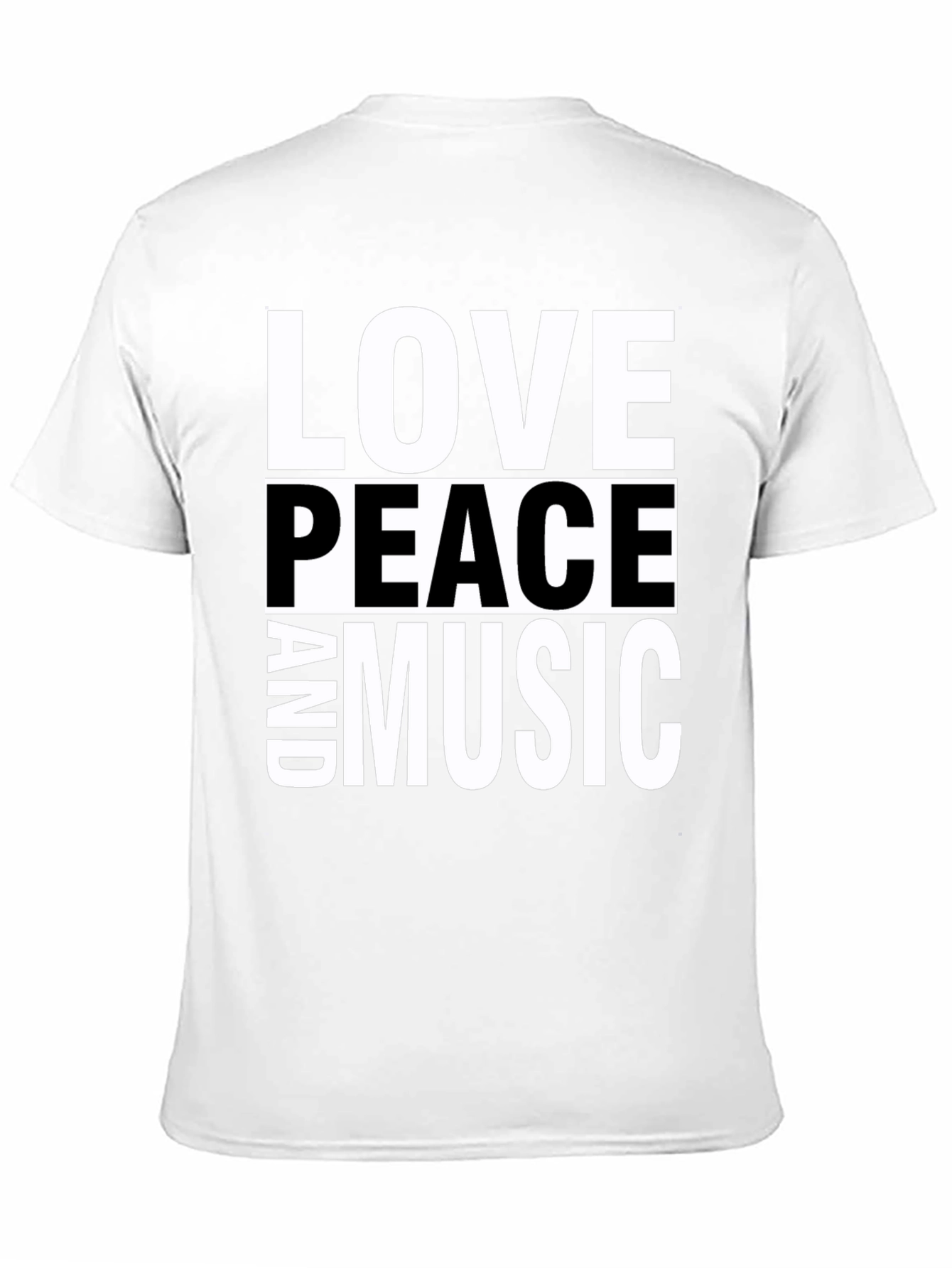 Love Peace and Music Black Graphic T-Shirt
