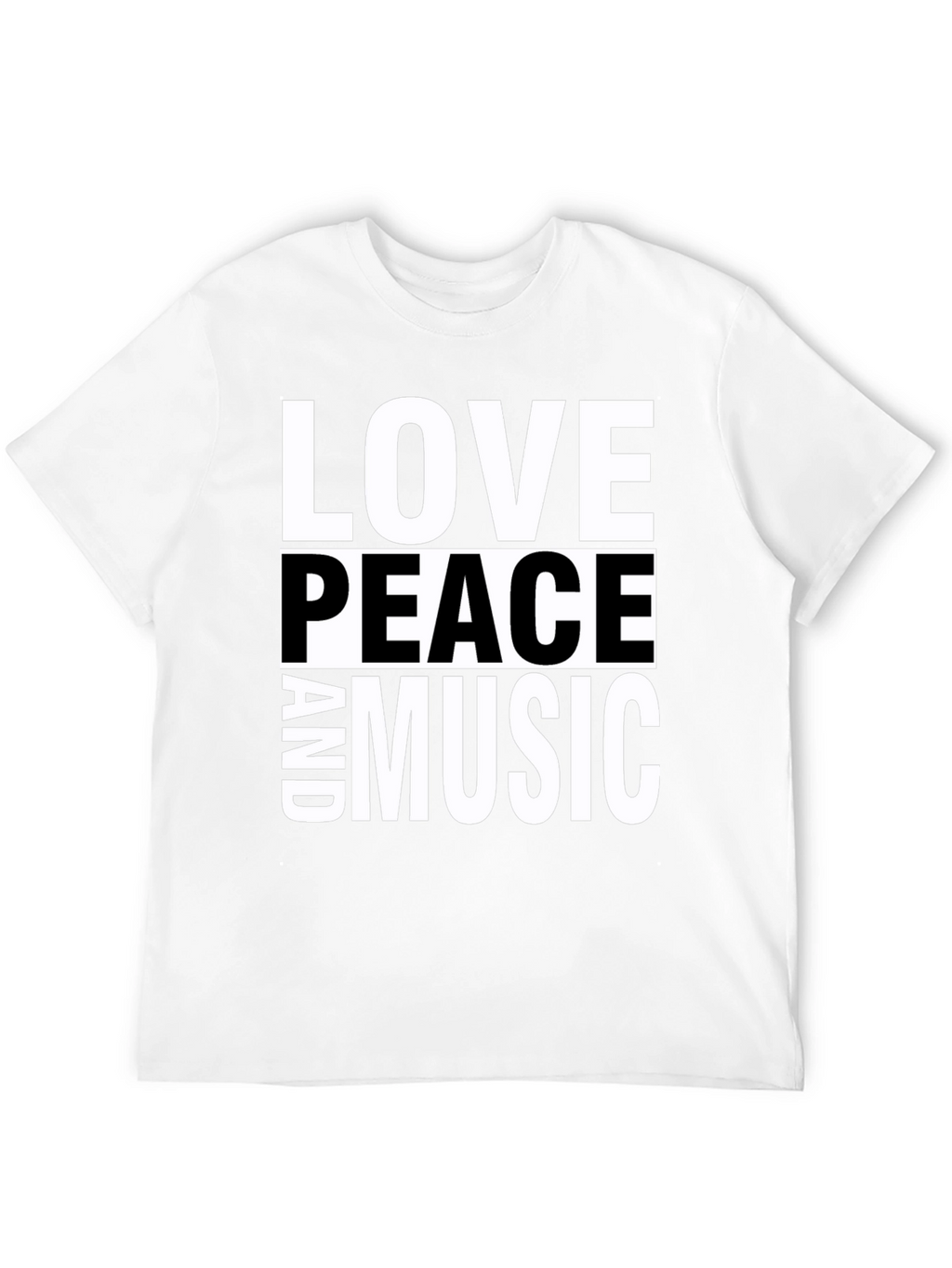 Love Peace and Music Black Graphic T-Shirt