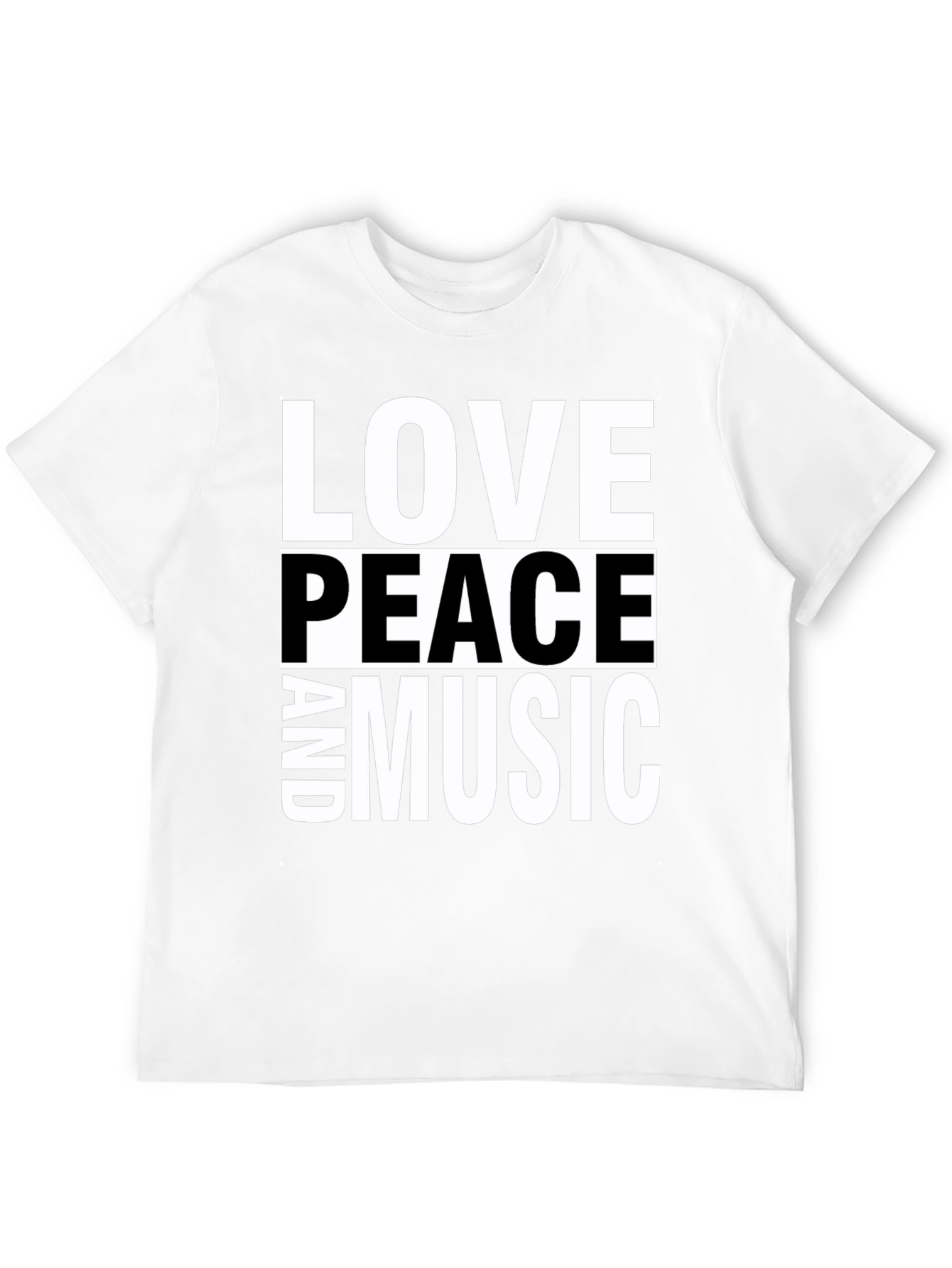 Love Peace and Music Black Graphic T-Shirt