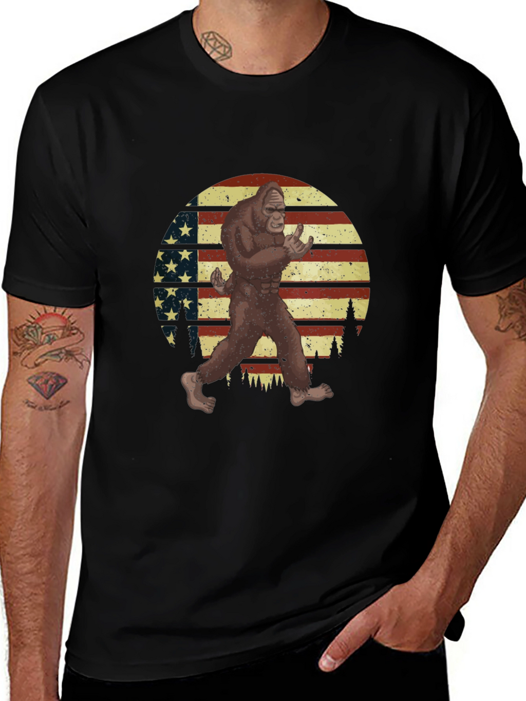 Bigfoot USA Flag Graphic T-Shirt