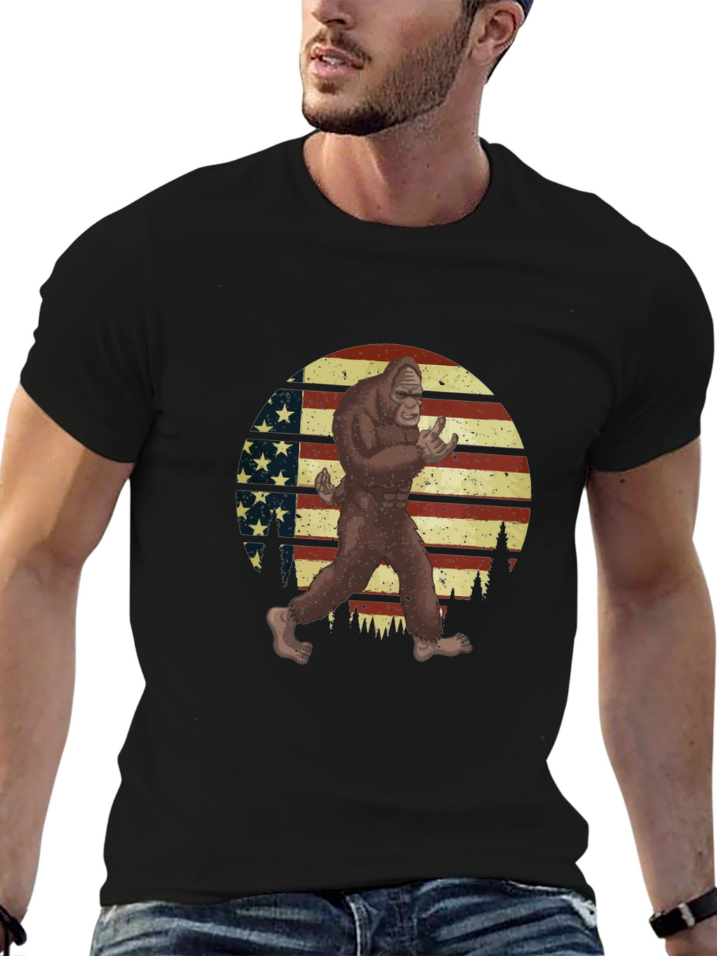 Bigfoot USA Flag Graphic T-Shirt