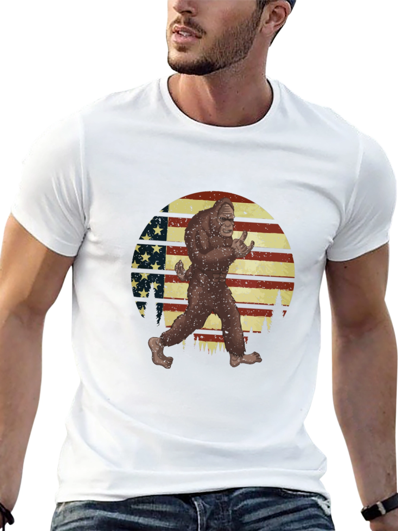 Bigfoot USA Flag Graphic T-Shirt