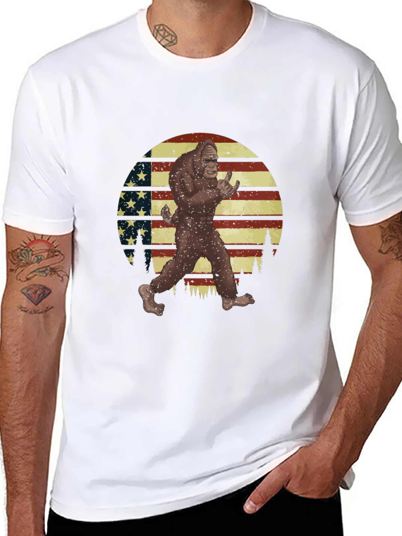 Bigfoot USA Flag Graphic T-Shirt