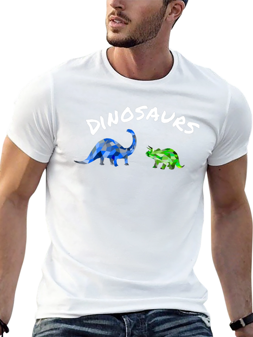 Dinosaur Graphic T-Shirt - Geometric Style