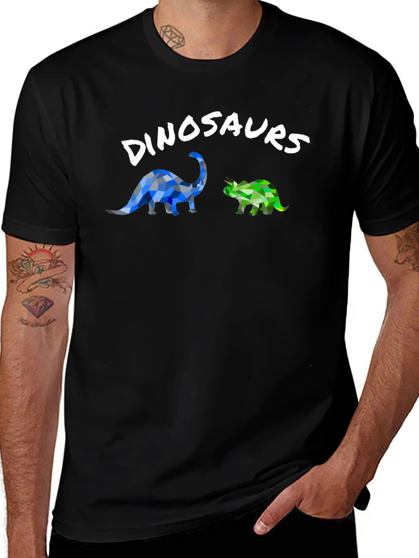 Dinosaur Graphic T-Shirt - Geometric Style