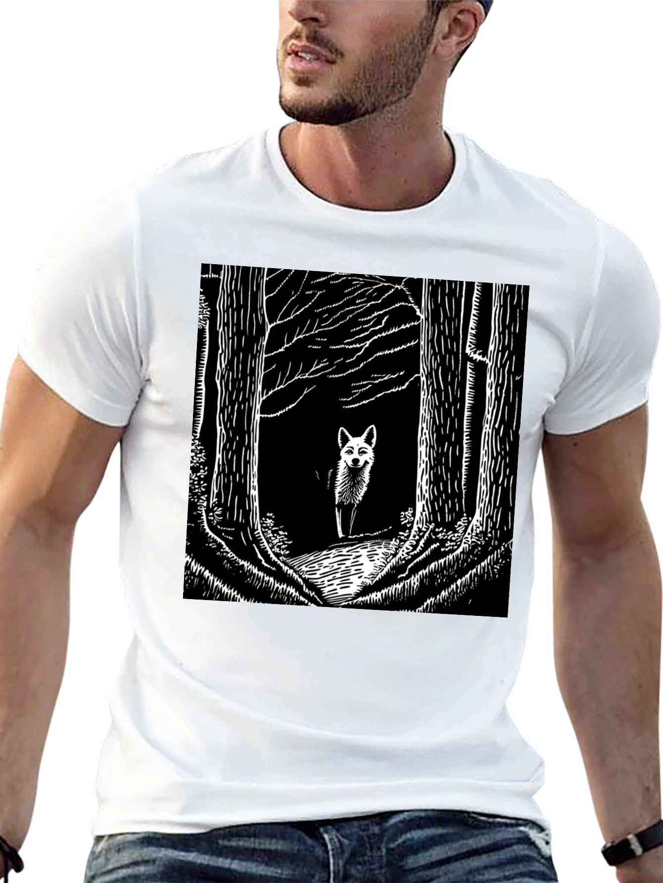 Fox in Woods Black T-Shirt
