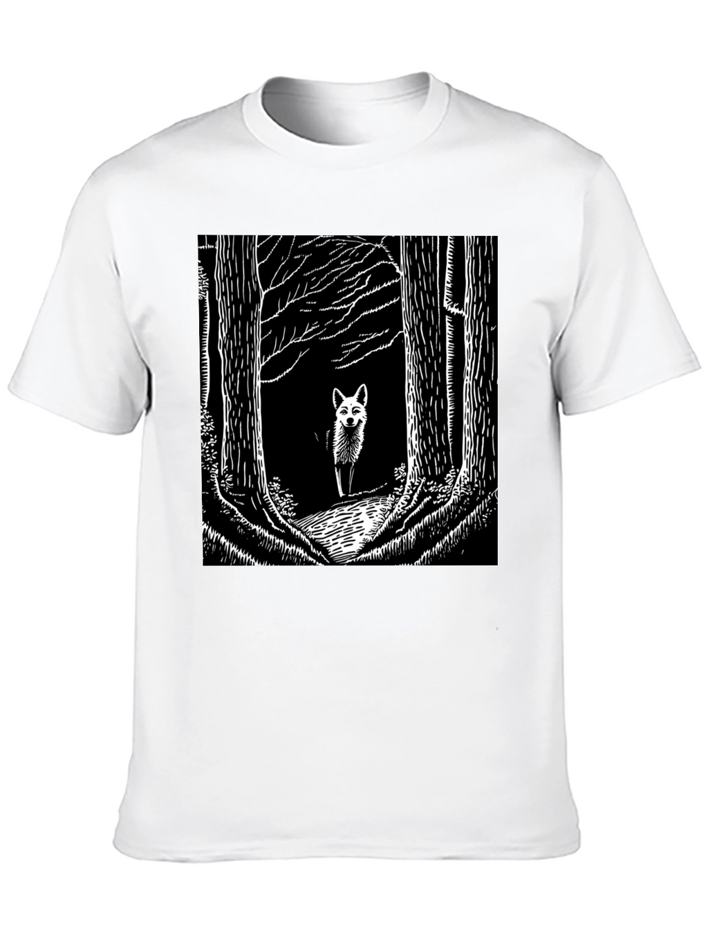 Fox in Woods Black T-Shirt