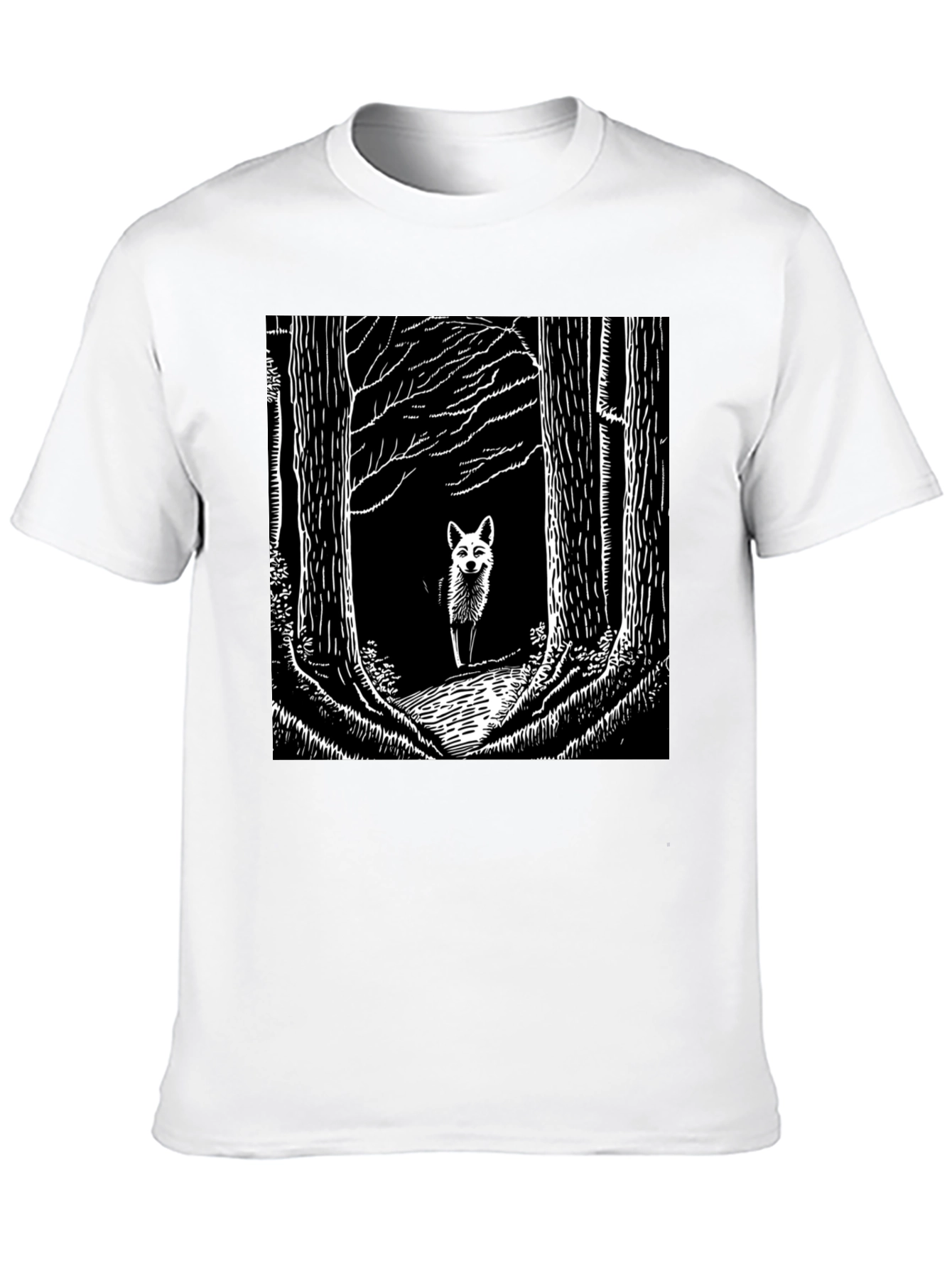 Fox in Woods Black T-Shirt