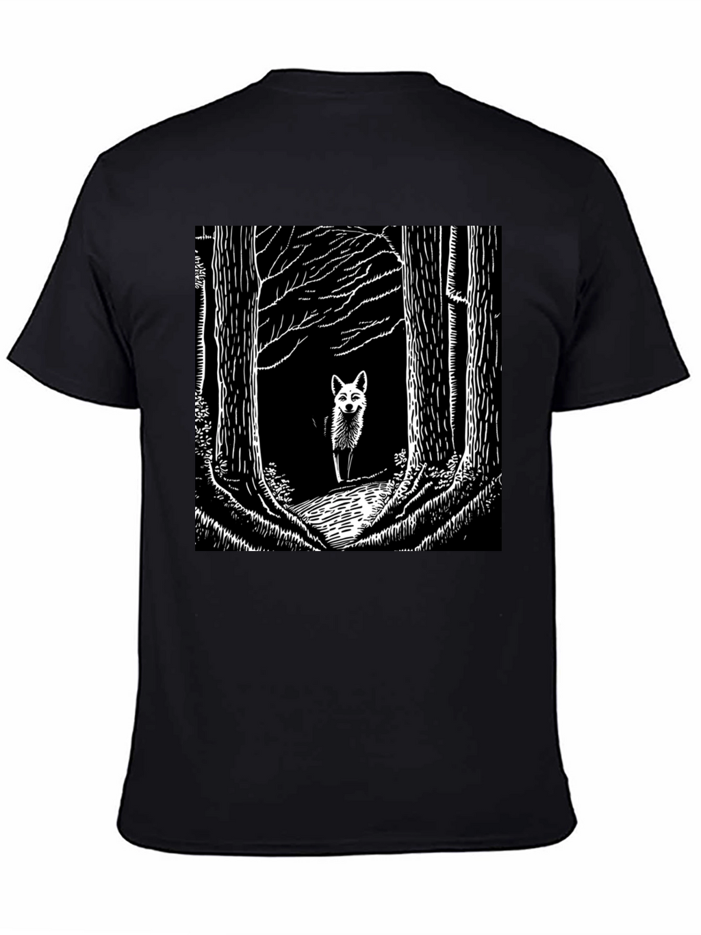 Fox in Woods Black T-Shirt