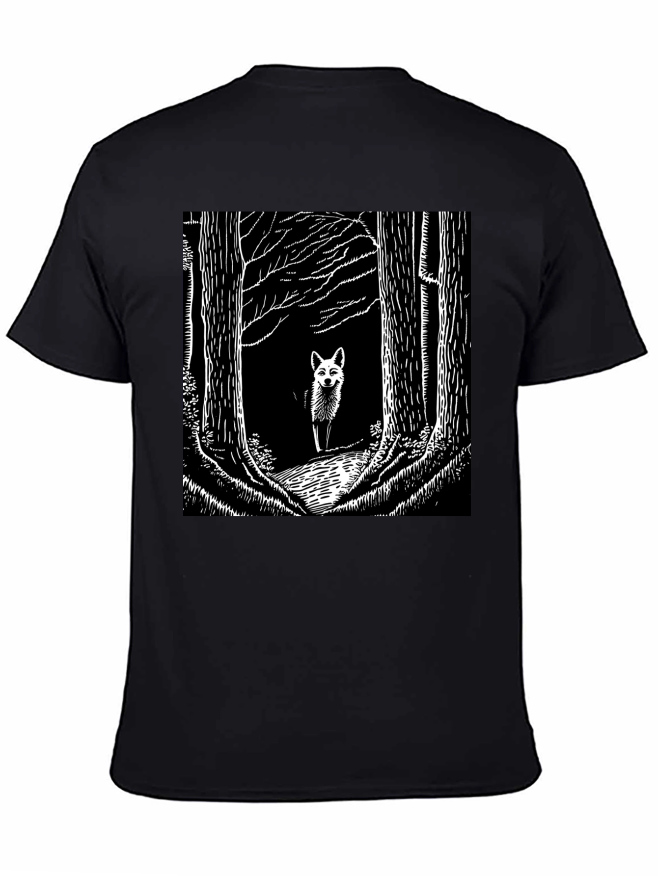 Fox in Woods Black T-Shirt