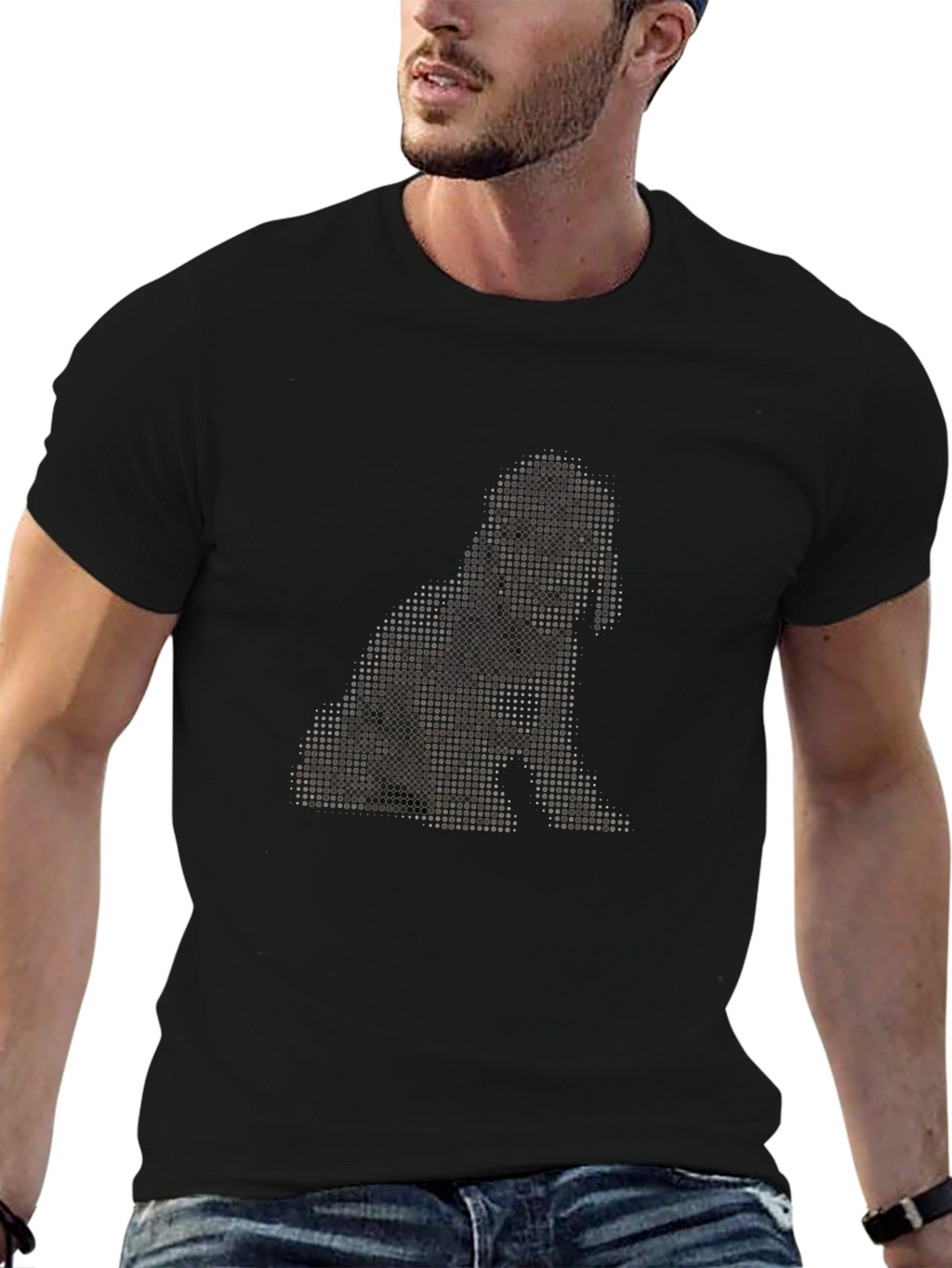 Dog Pixel Art Black T-Shirt
