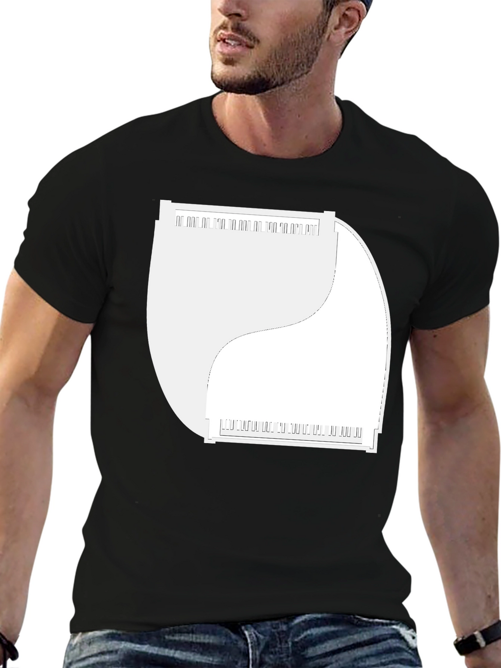 Yin Yang Piano Keys Graphic Tee
