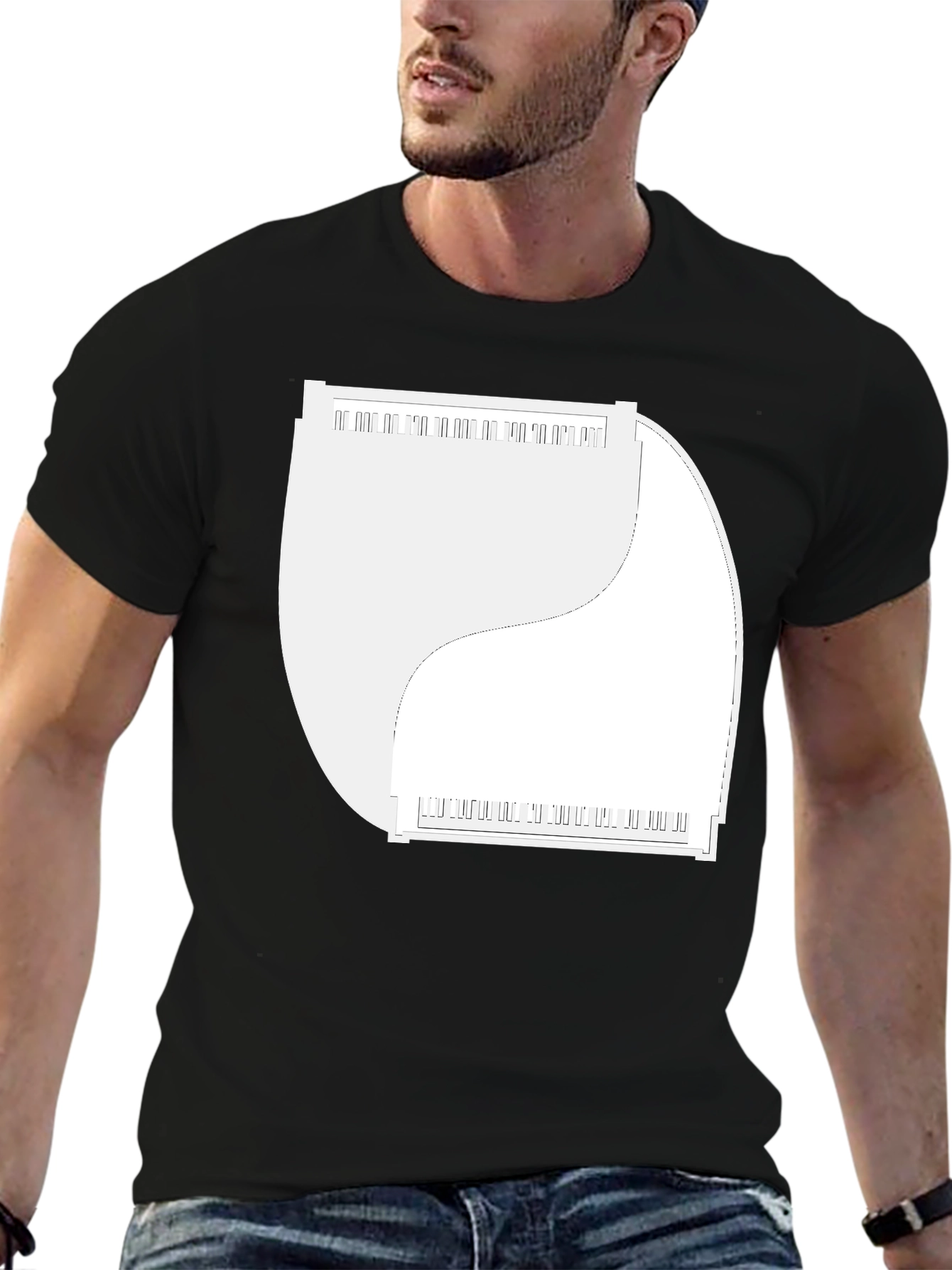 Yin Yang Piano Keys Graphic Tee