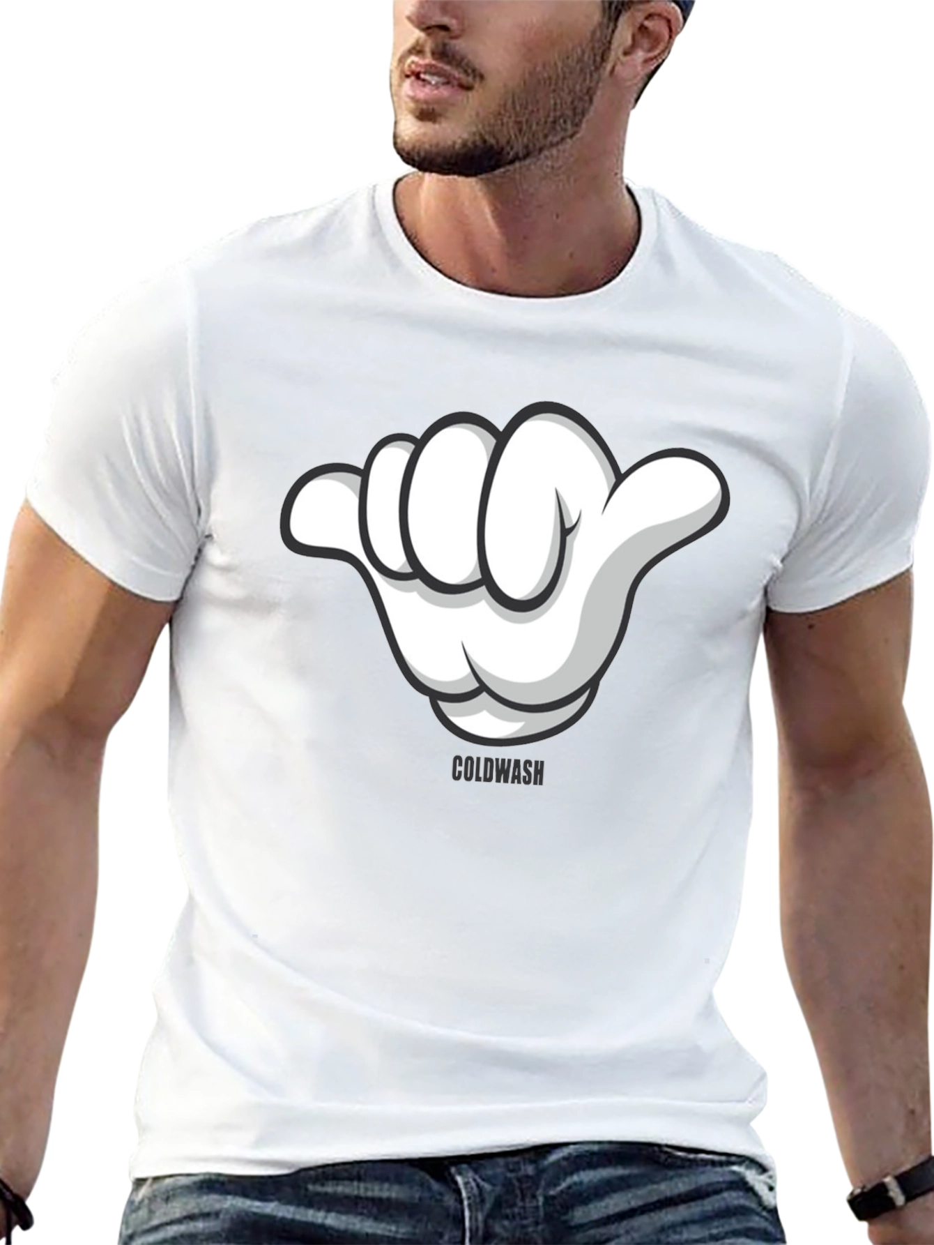 Hang Loose Cartoon Hand Graphic Tee - Black