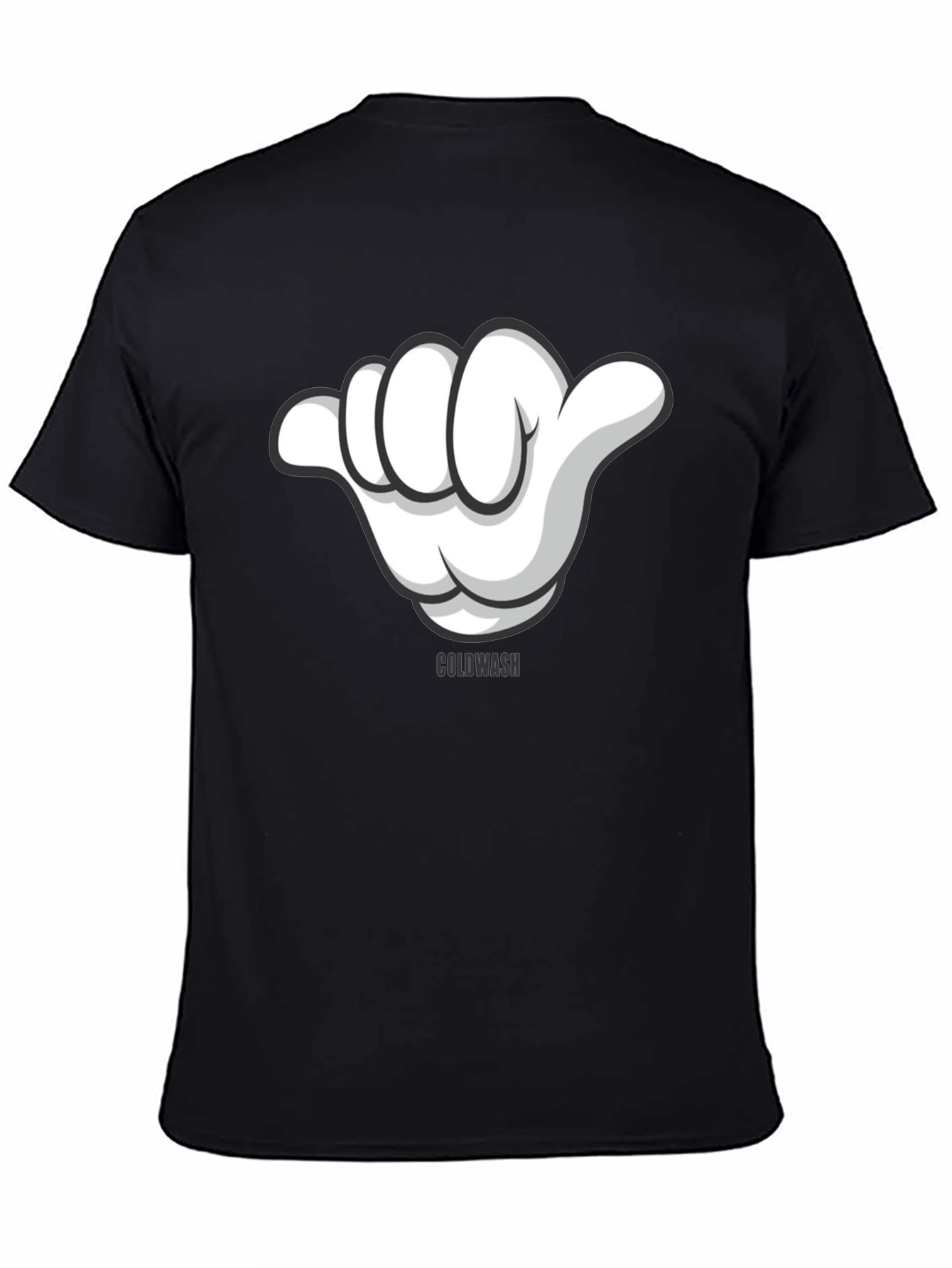 Hang Loose Cartoon Hand Graphic Tee - Black