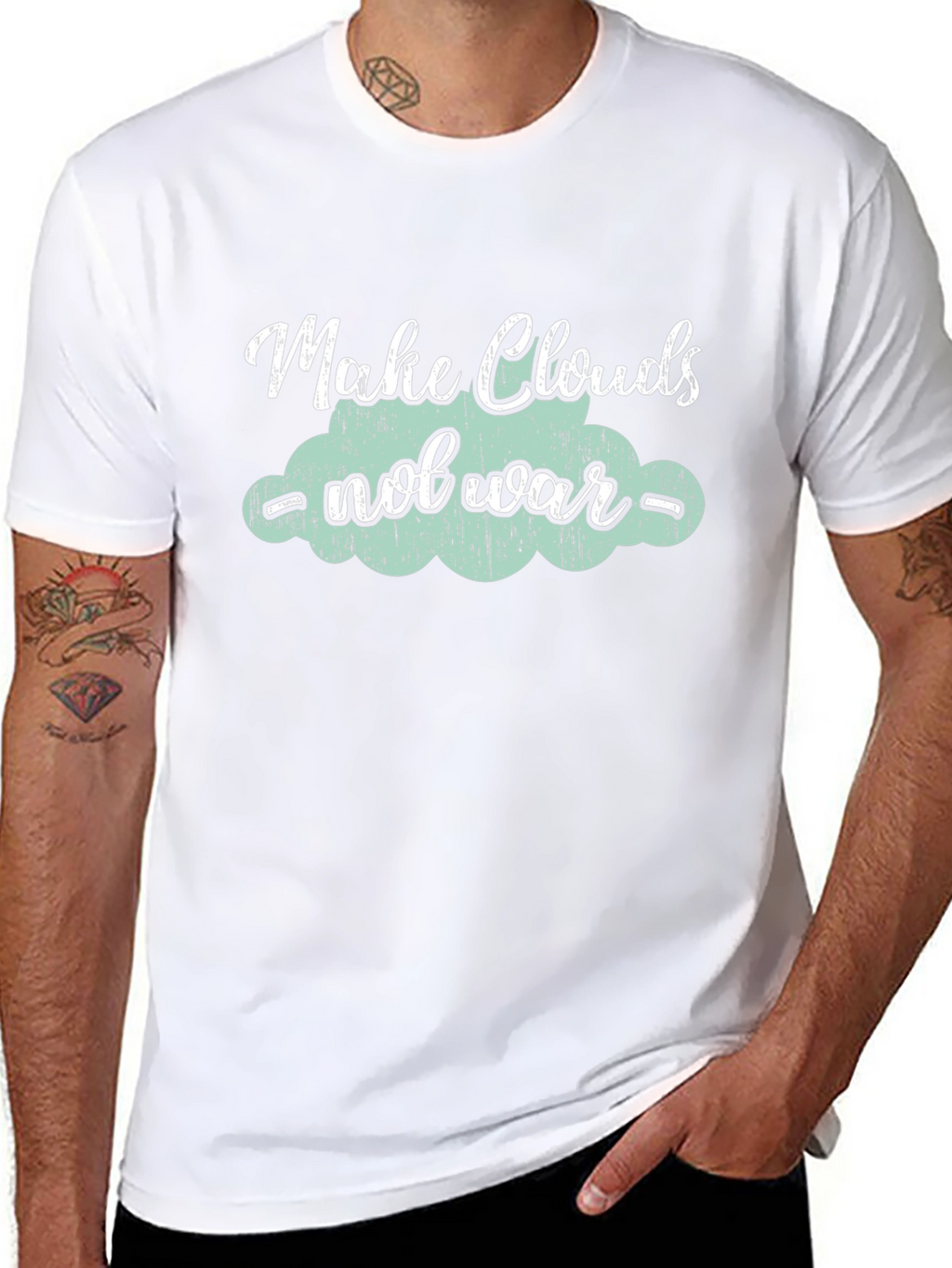 Make Clouds Not War Black Graphic Tee