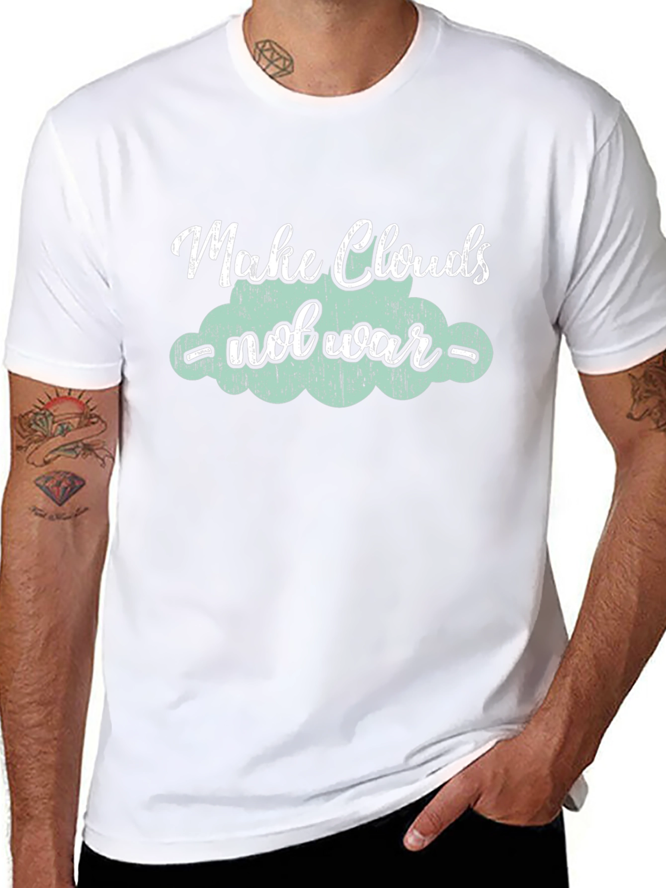 Make Clouds Not War Black Graphic Tee