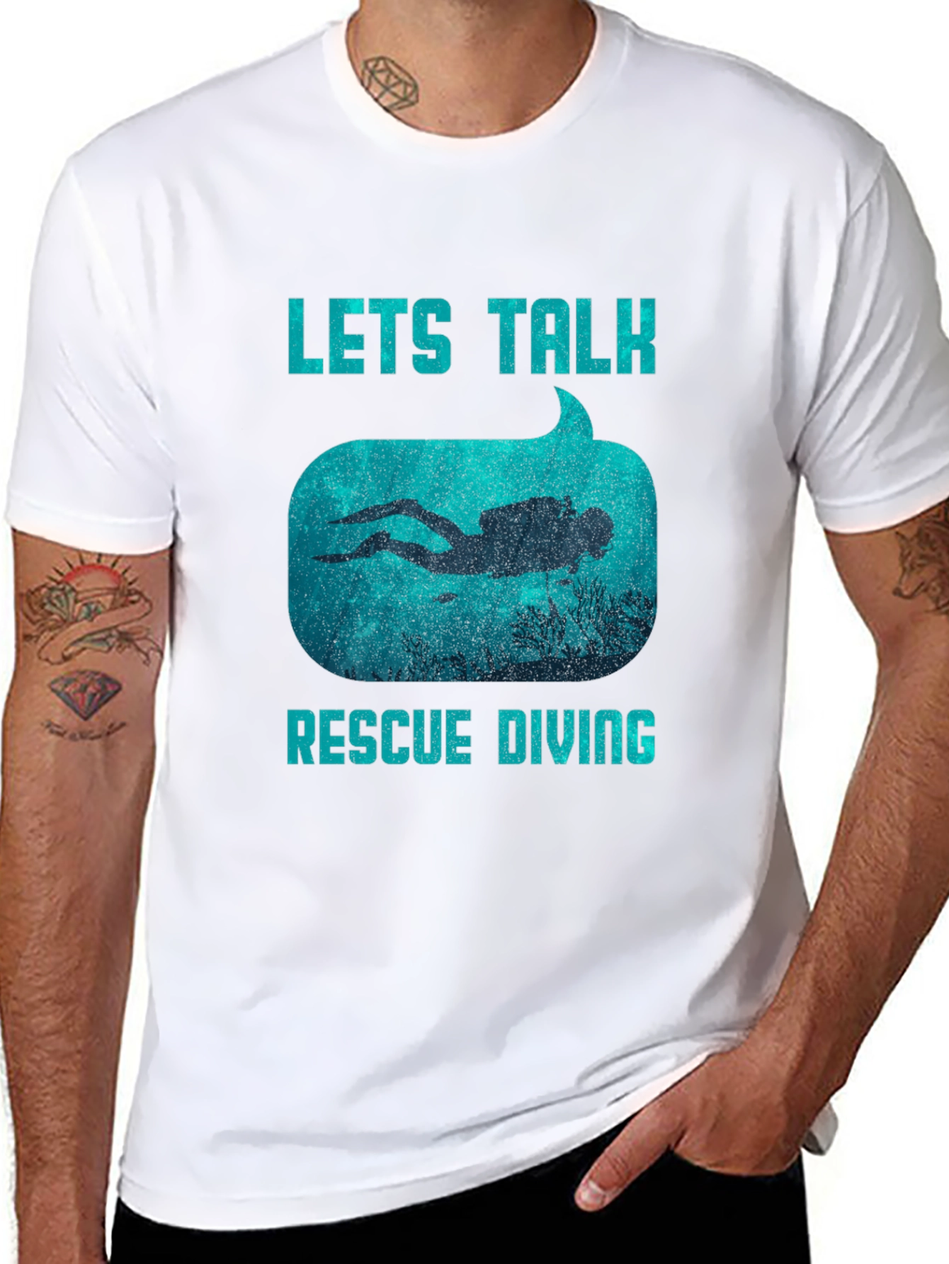 Lets Talk Rescue Diving Tee - Scuba Diver Graphic T-Shirt