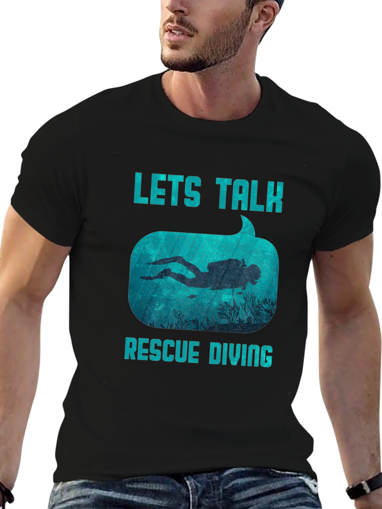 Lets Talk Rescue Diving Tee - Scuba Diver Graphic T-Shirt