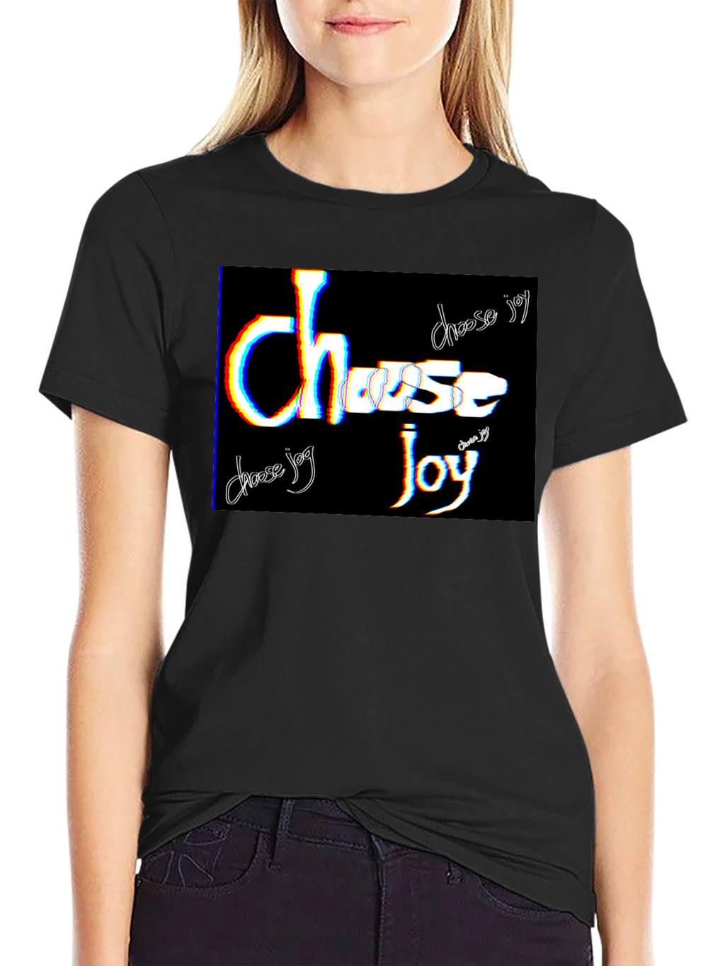 Choose Joy Graphic Tee - Black Cotton Blend T-Shirt