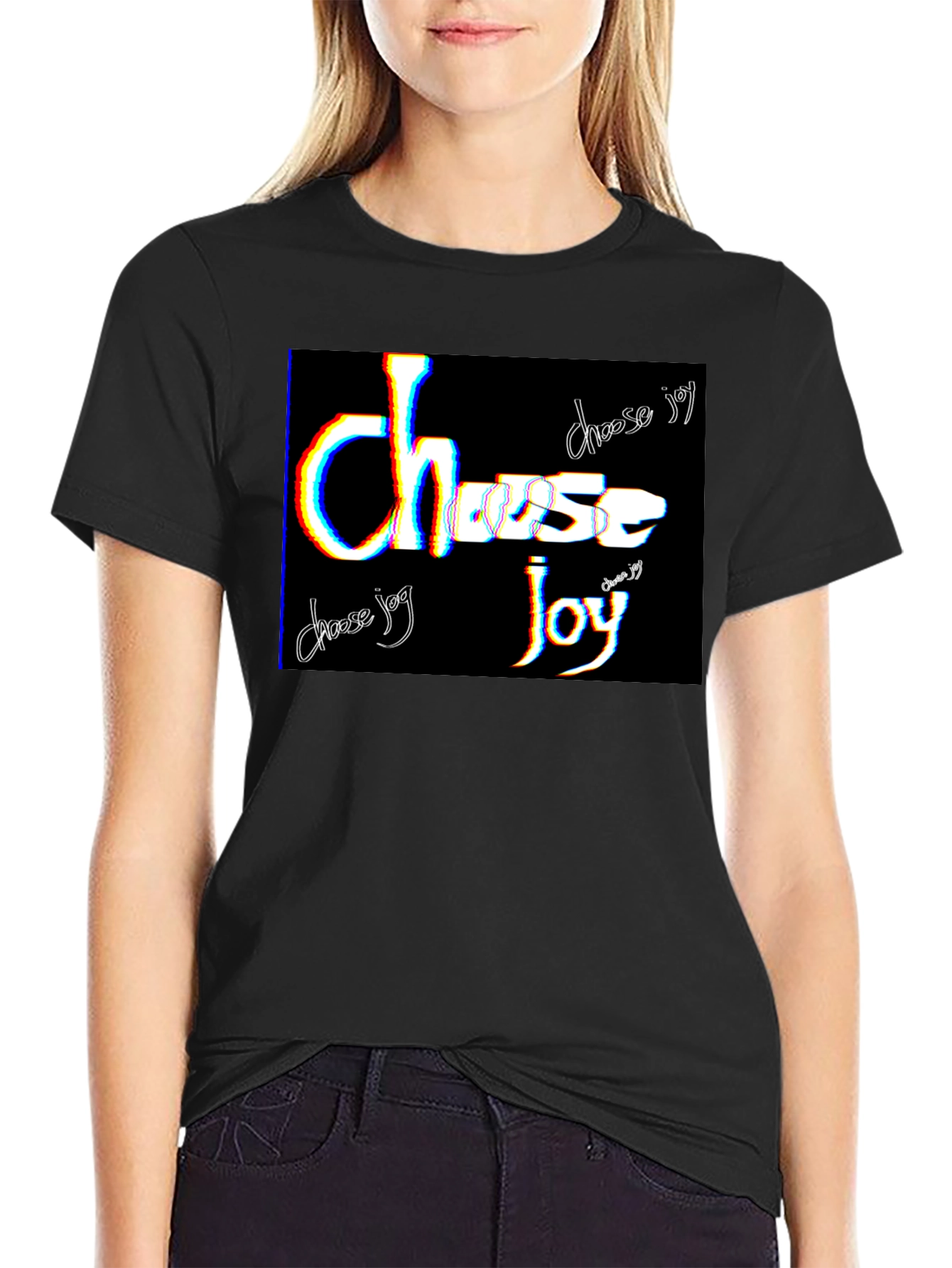 Choose Joy Graphic Tee - Black Cotton Blend T-Shirt